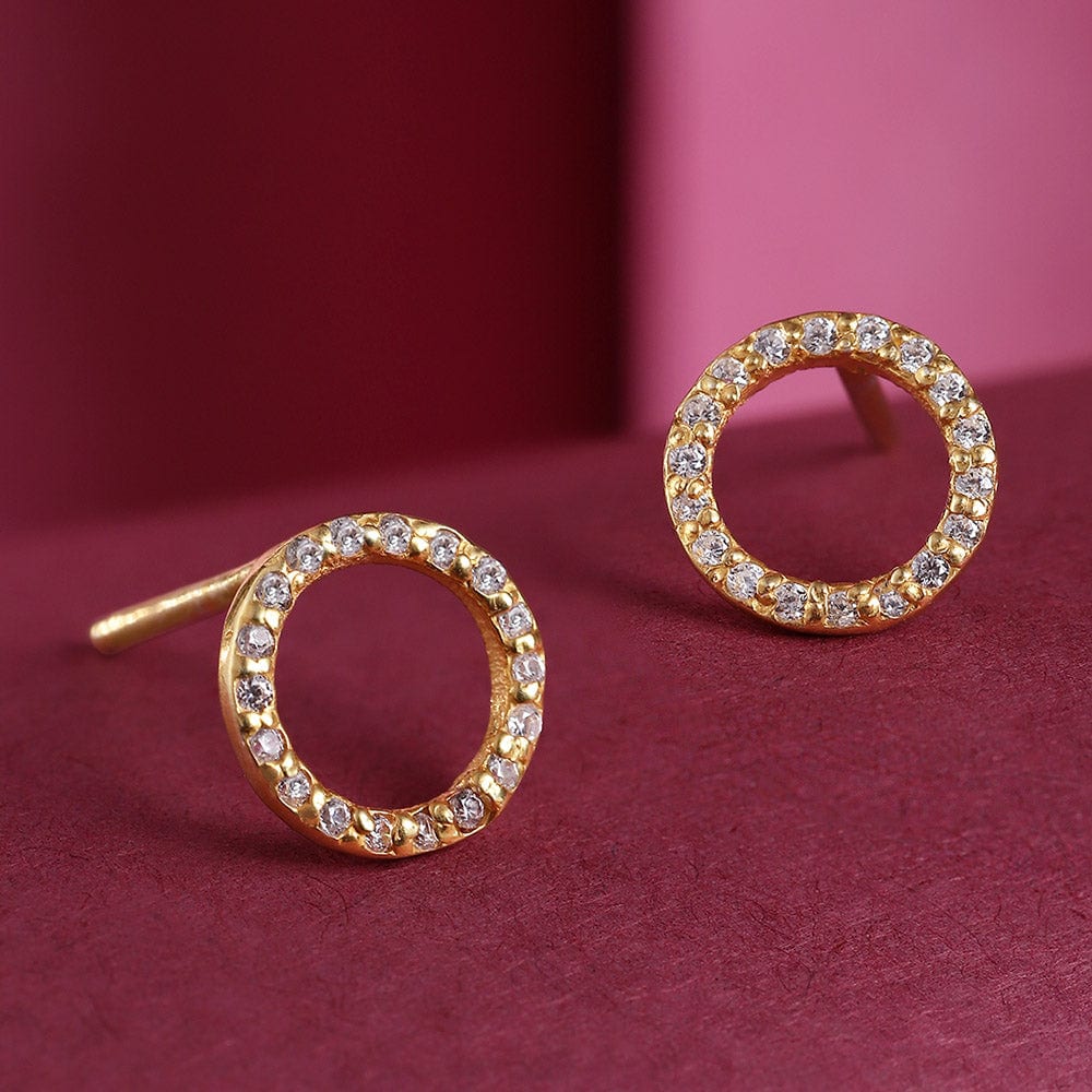 92.5 Silver Zircon Ring Stud Earrings