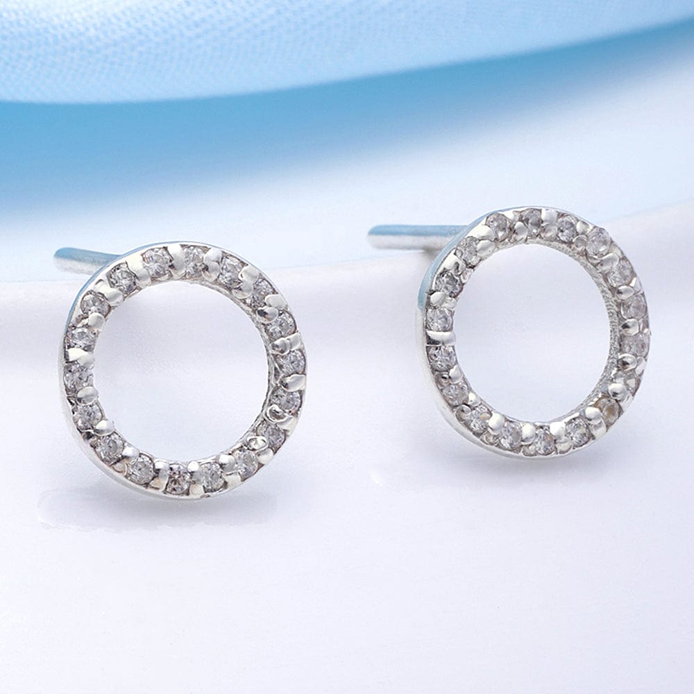 92.5 Silver Zircon Ring Stud Earrings