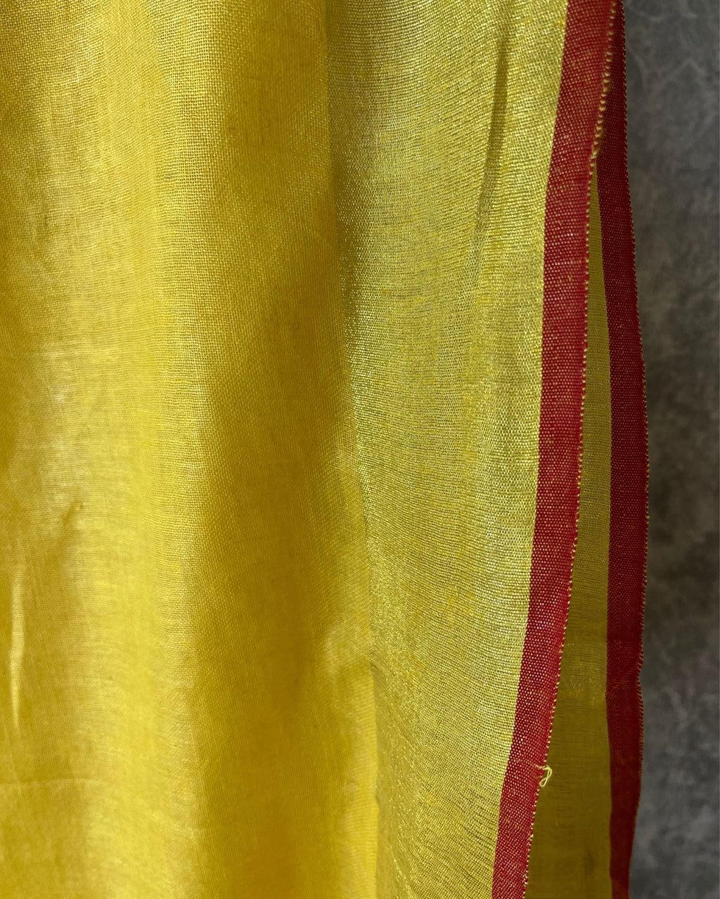 Empowering Handwoven Pure Linen Yellow Saree