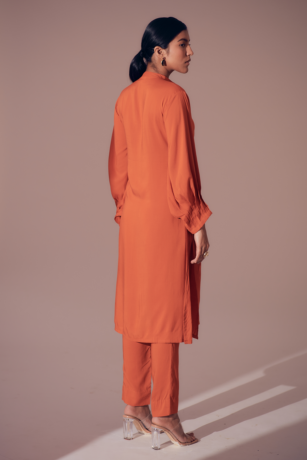 Anywhere Kurta Set - Sunset Orange