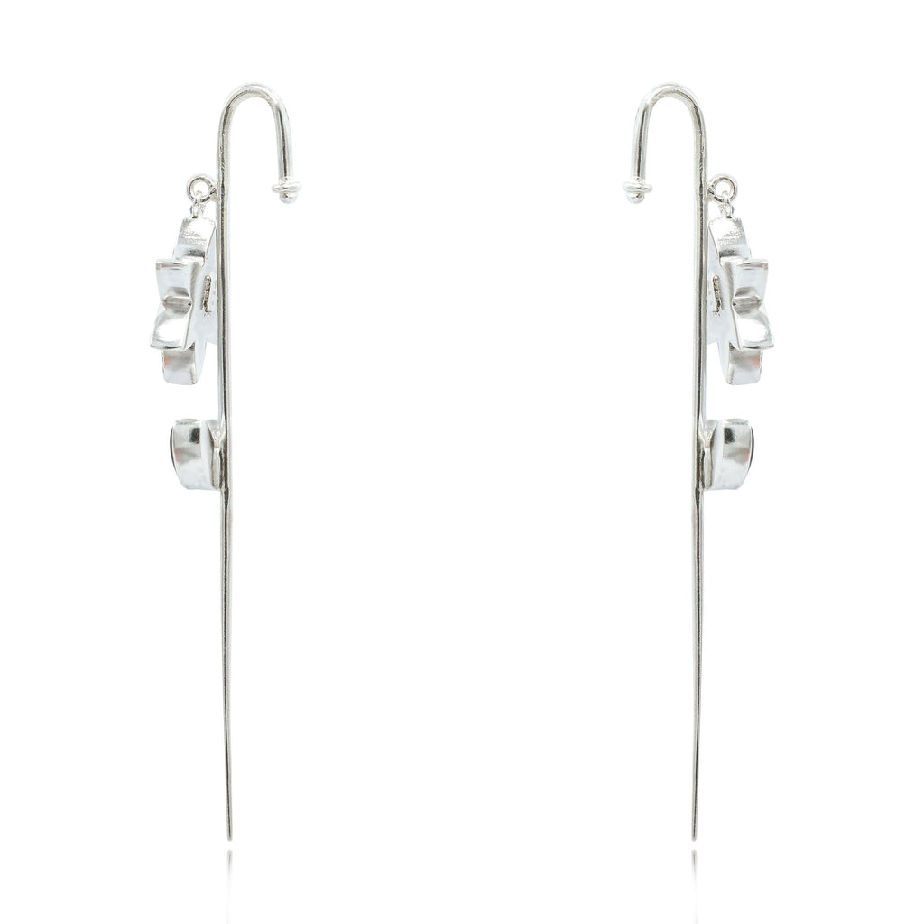 Silver Flower Earcuff
