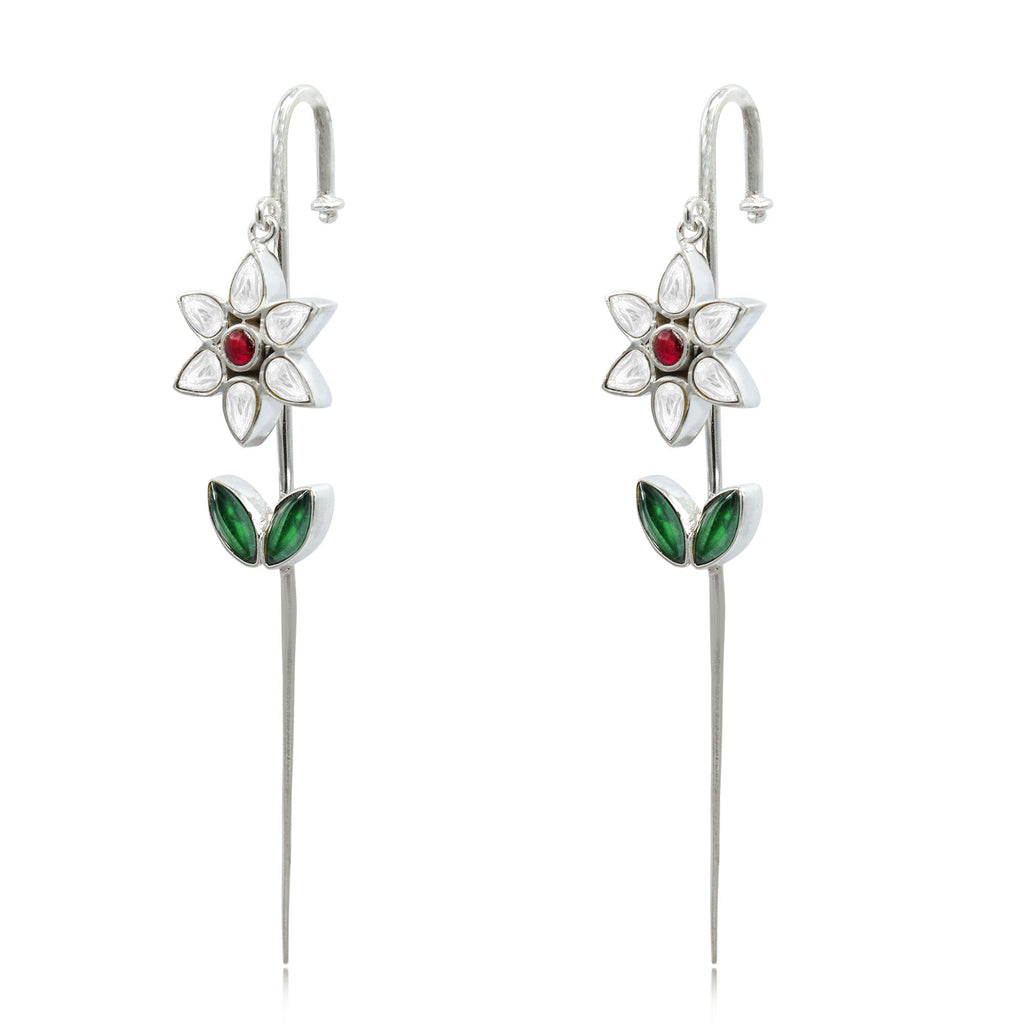 Silver Flower Earcuff