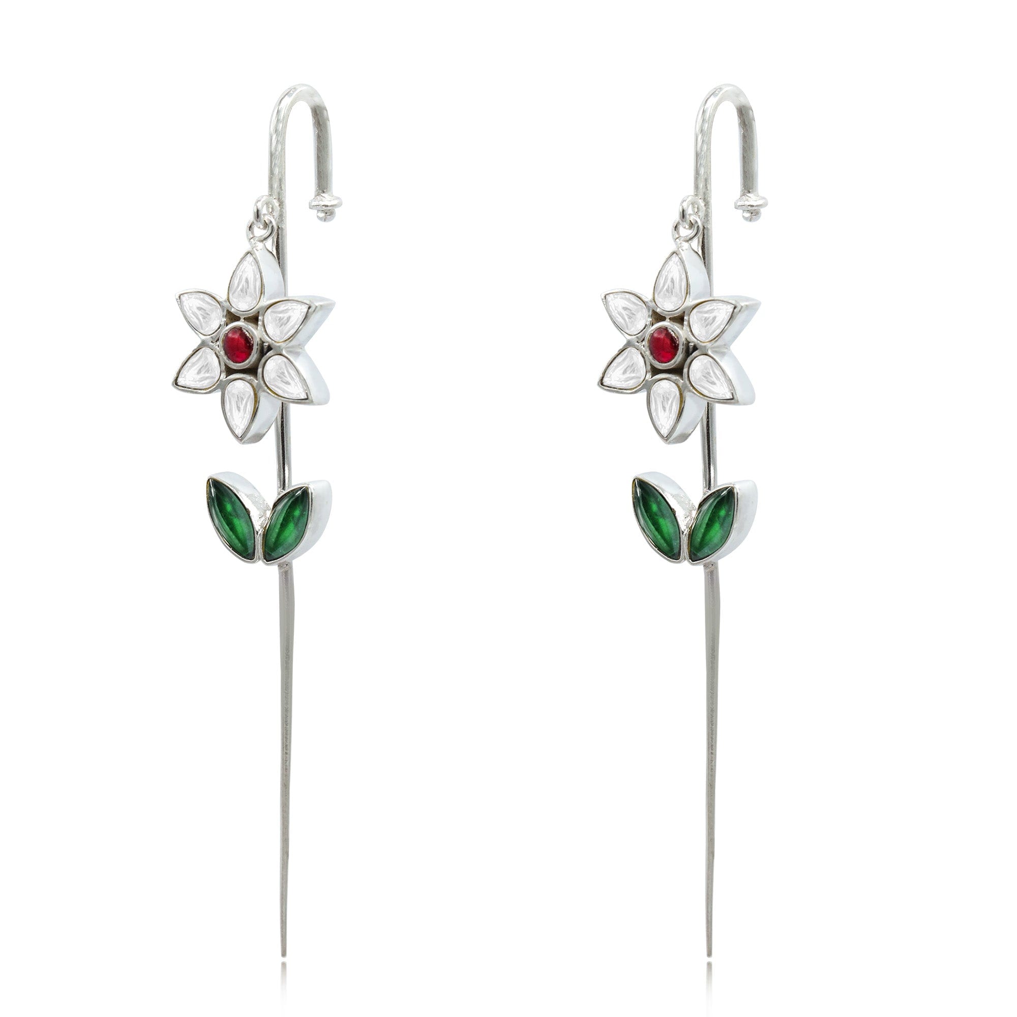 Silver Flower Earcuff