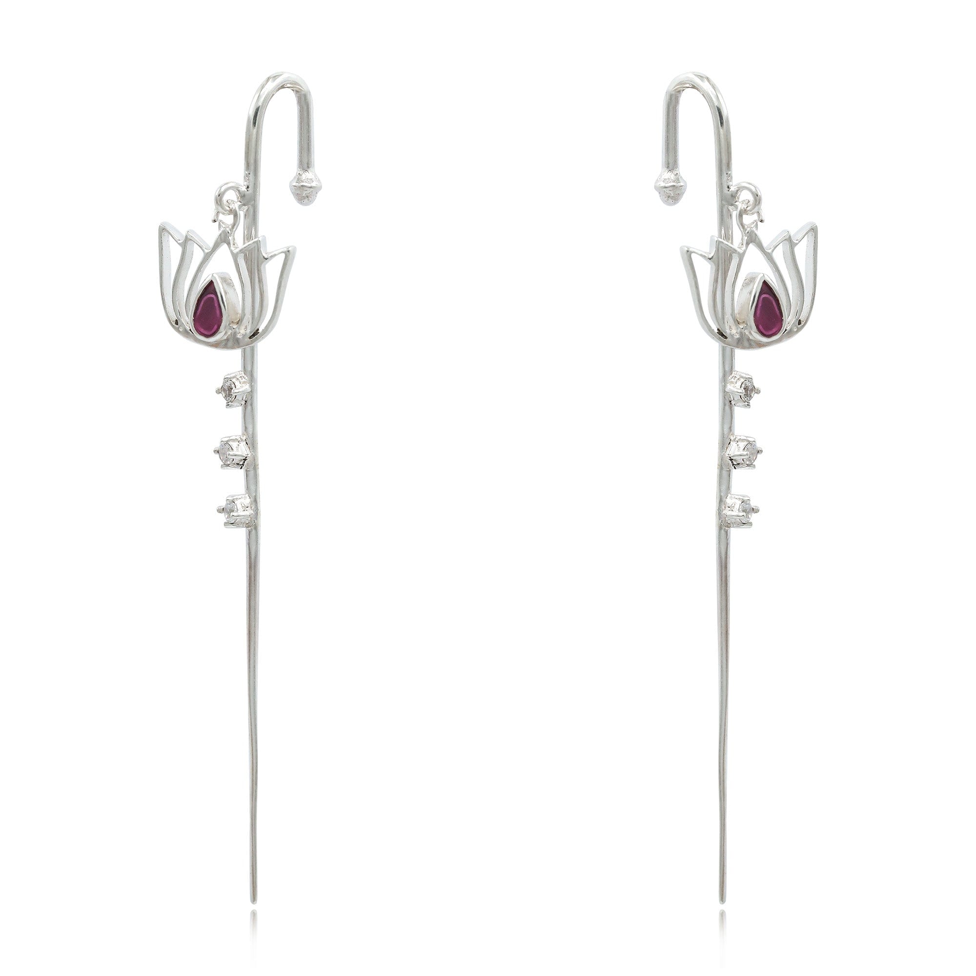 Silver Lotus Earcuff