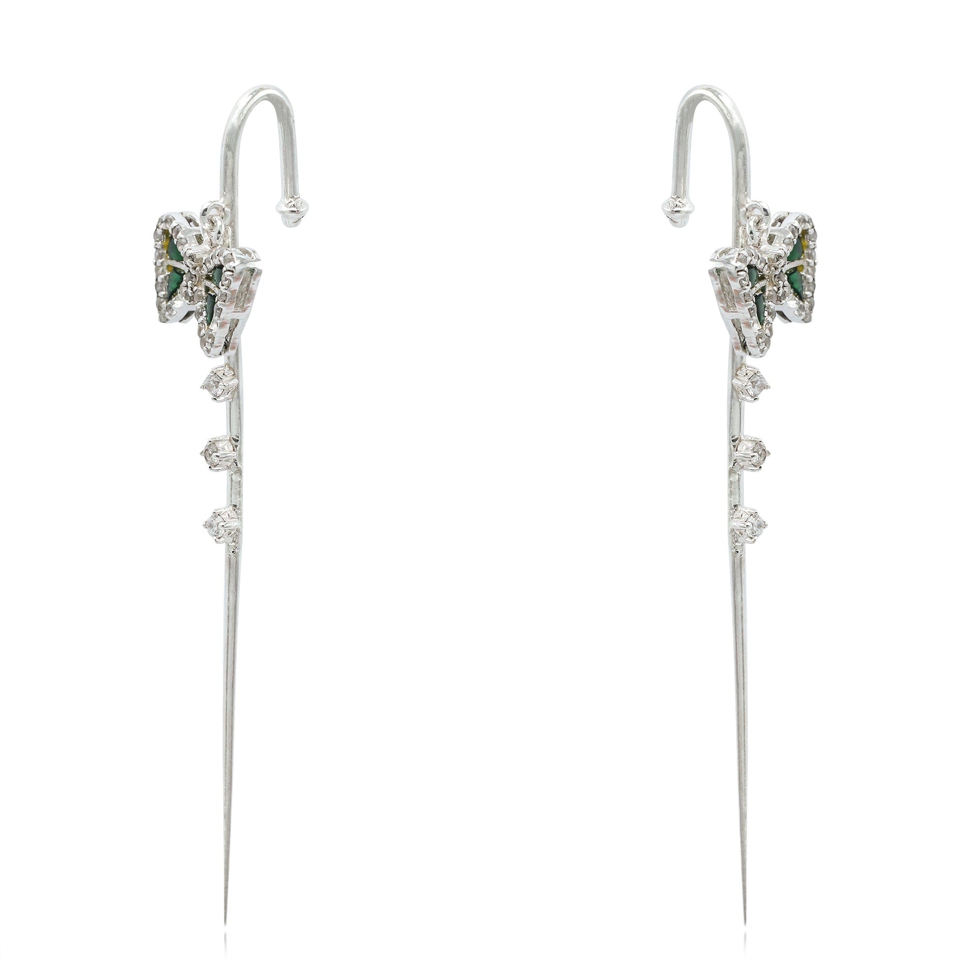 Hanging Bow Motif Silver Needle Ear Cuff