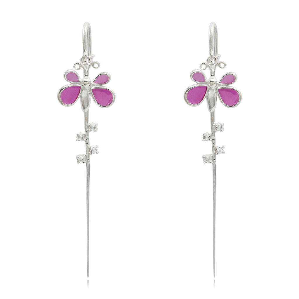 Hanging Butterfly Silver 92.5 Needle Ear Cuff
