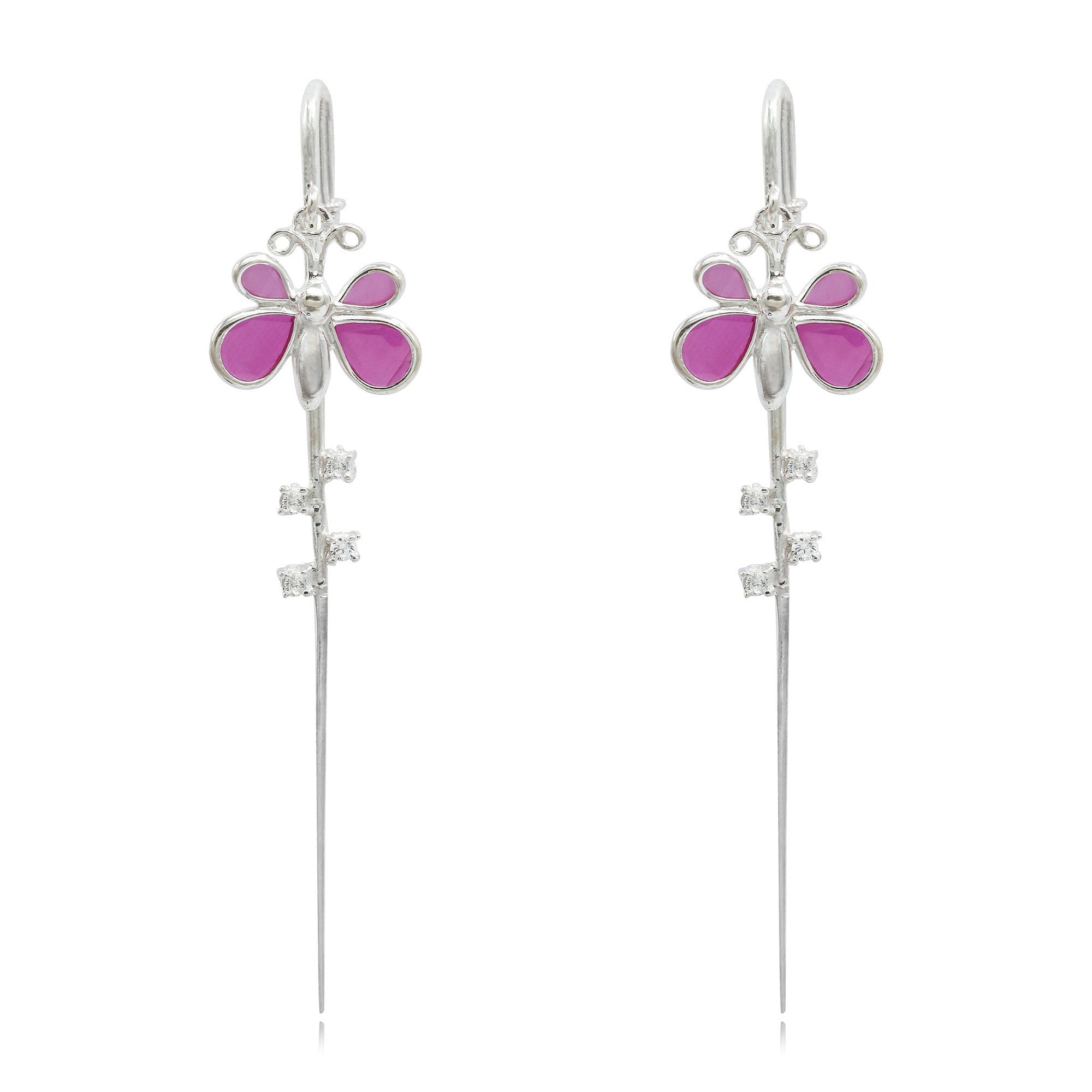 Hanging Butterfly Silver 92.5 Needle Ear Cuff