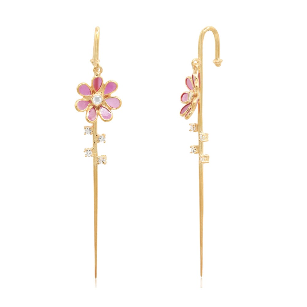 Silver Flower Earcuff