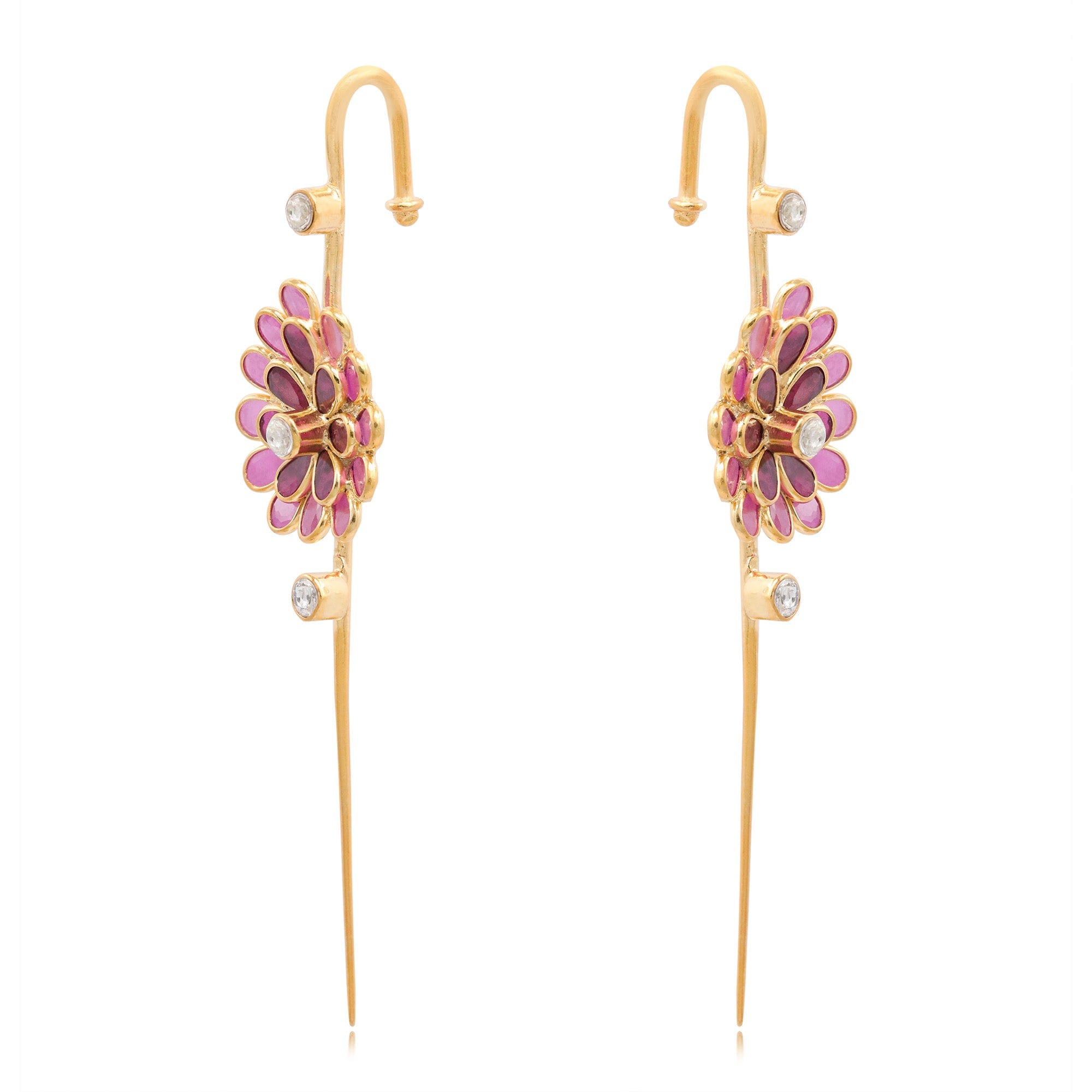 Quirky Bezel Motif Silver Ear Cuff