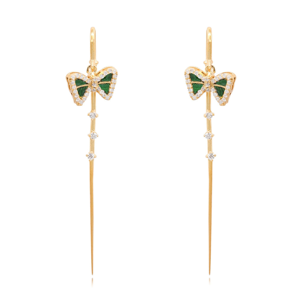 Hanging Bow Motif Silver Needle Ear Cuff