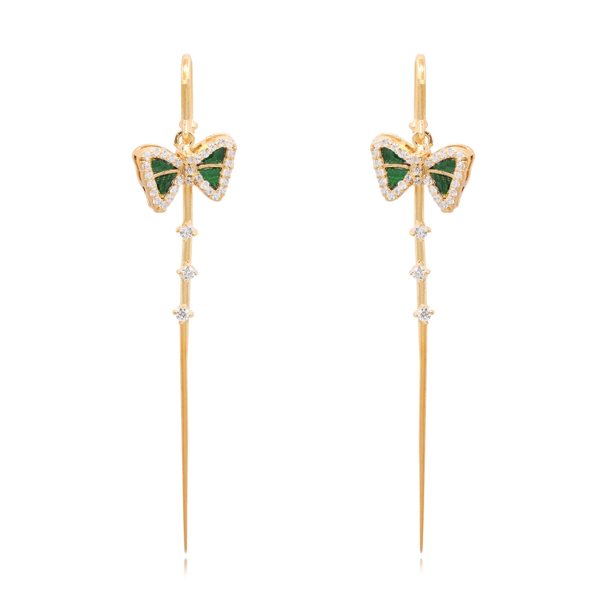Hanging Bow Motif Silver Needle Ear Cuff