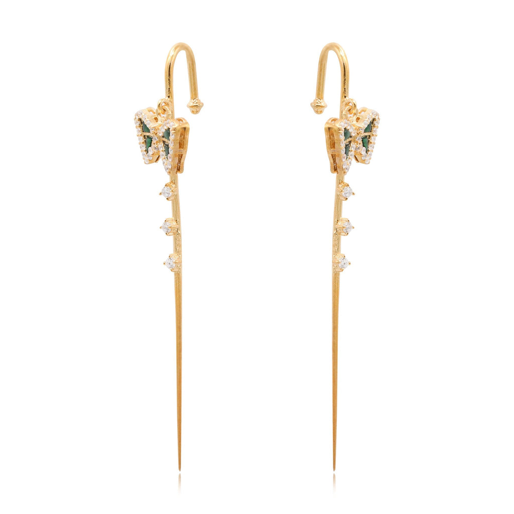 Hanging Bow Motif Silver Needle Ear Cuff