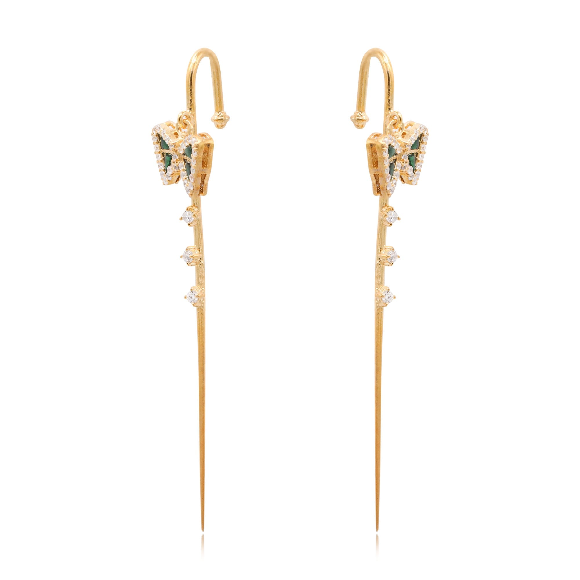 Hanging Bow Motif Silver Needle Ear Cuff
