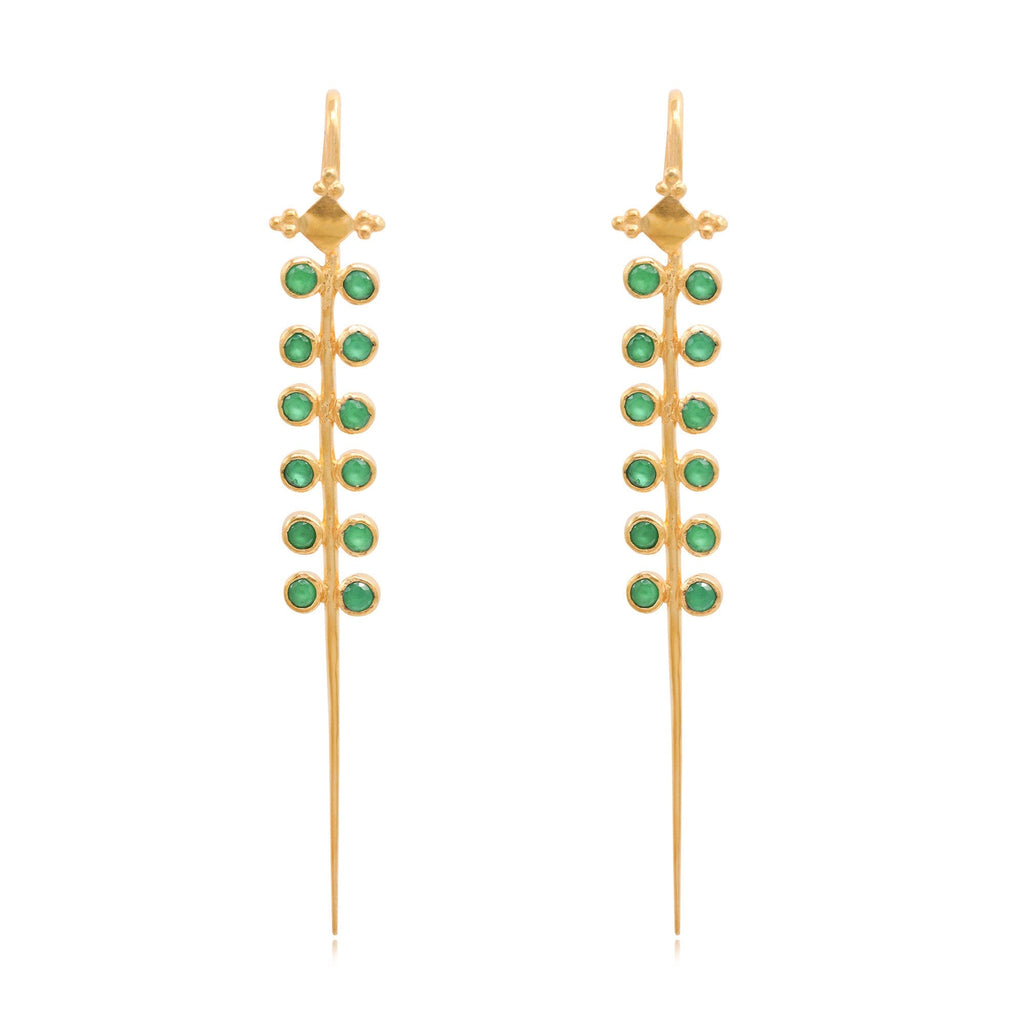 Green Stone Silver 92.5 Needle Ear Cuffs