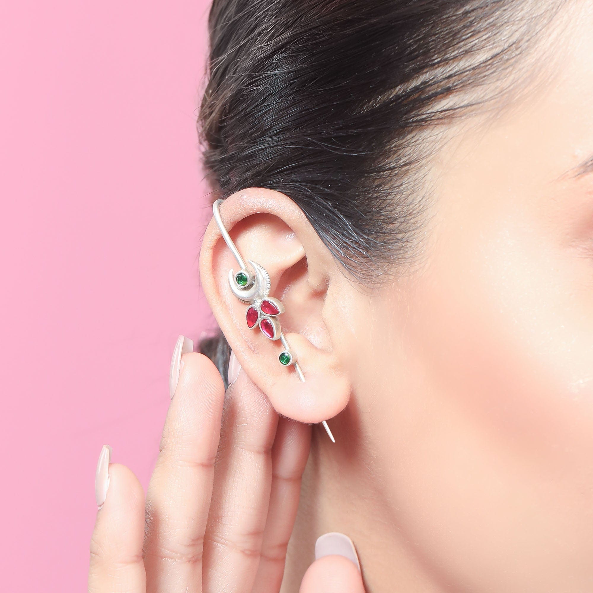Silver Traditional Needle Earcuff