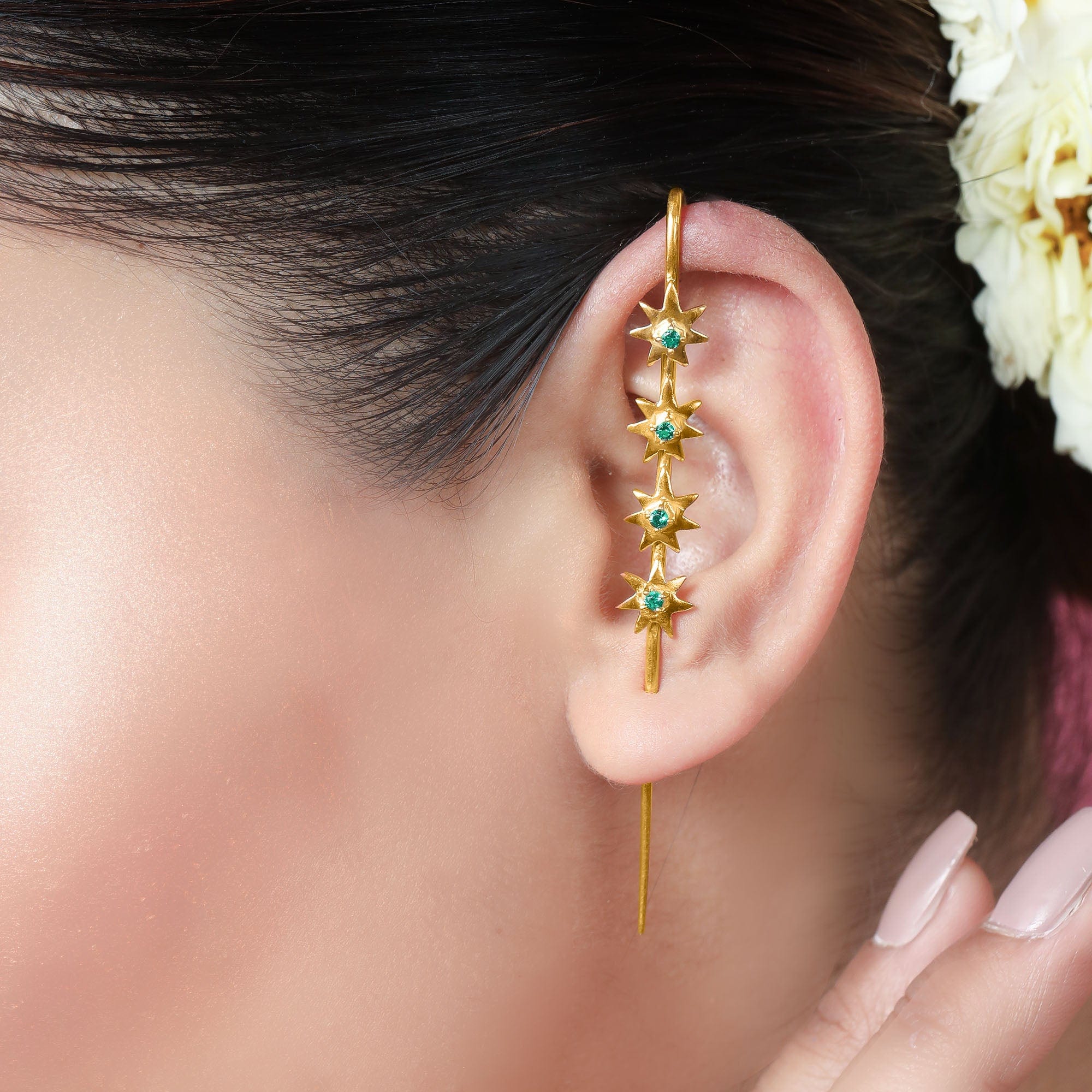 Starry Needle Earcuff In 92.5 Silver