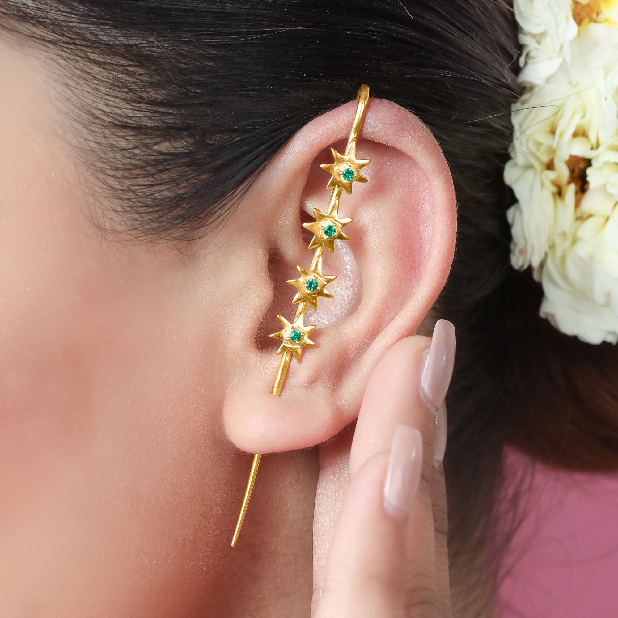Starry Needle Earcuff In 92.5 Silver