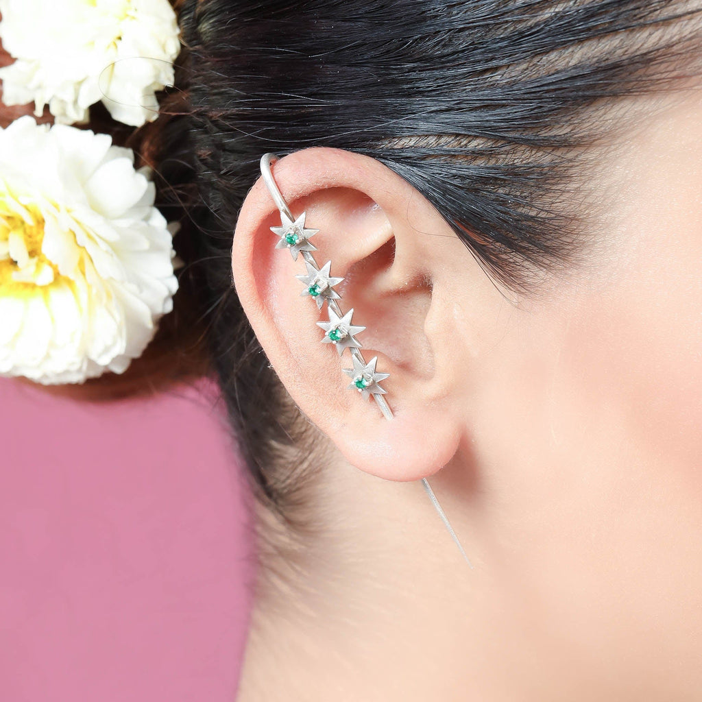 Starry Needle Earcuff In 92.5 Silver