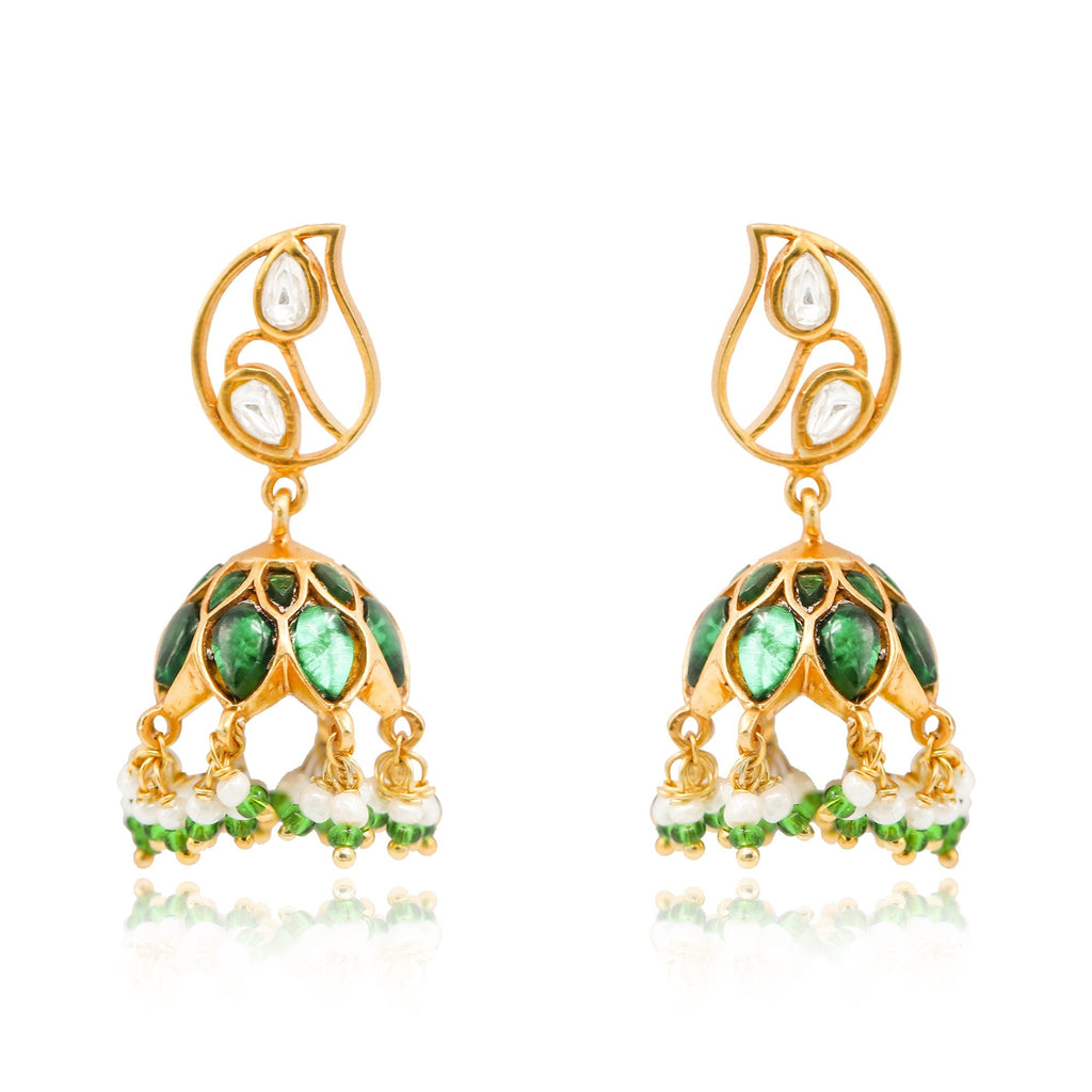 Silver Green Jhumka