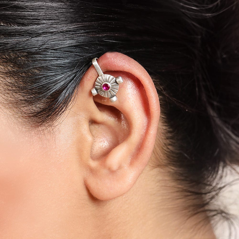 Vishnu Chakra Pure 925 Silver Ear clips