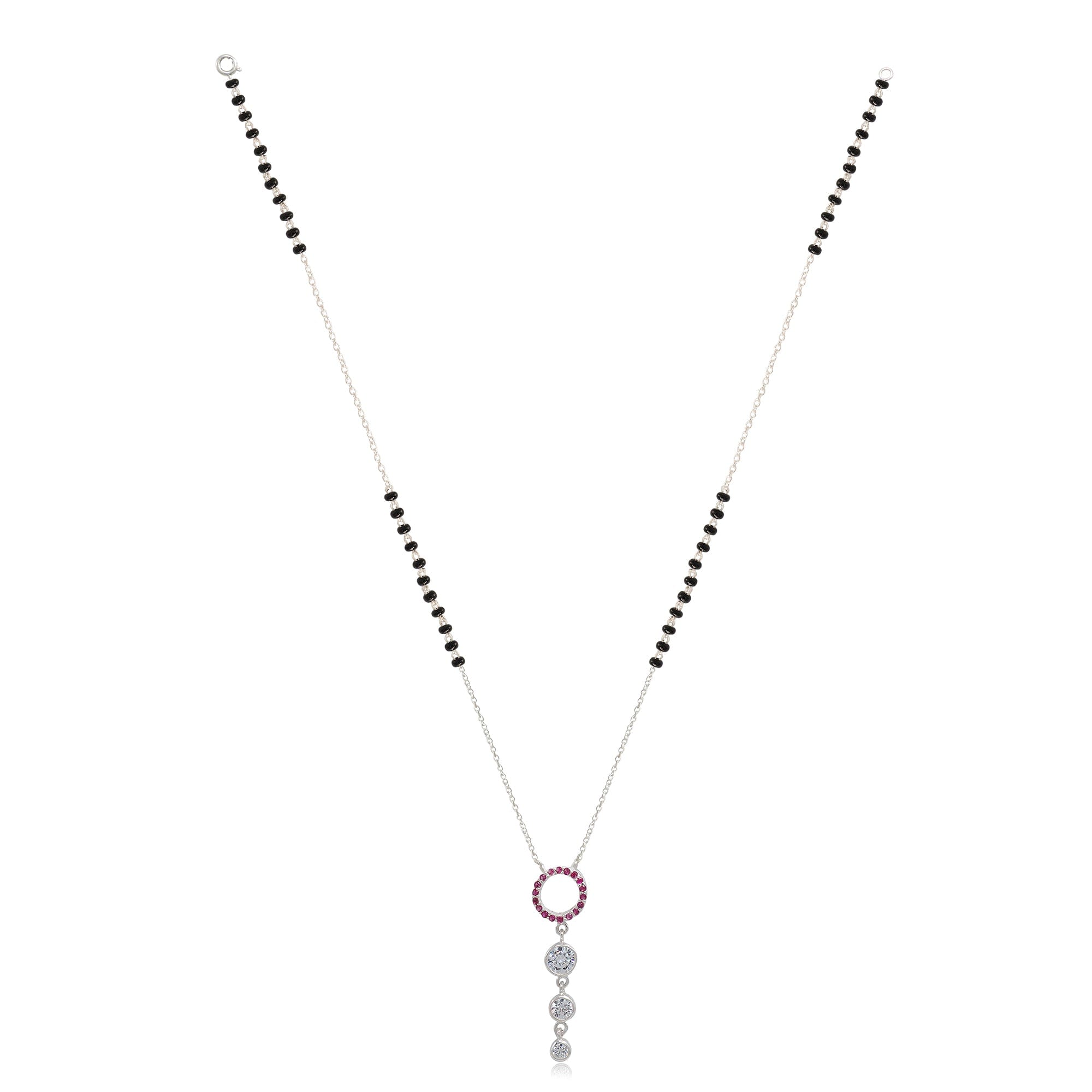 Silver 92.5 Pink Zircon Dangling Mangalsutra