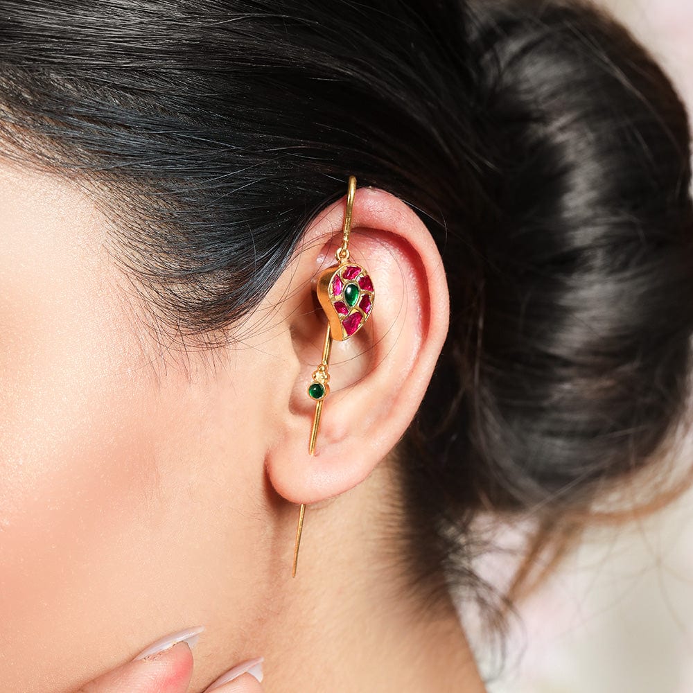 Silver Kundan Earcuff