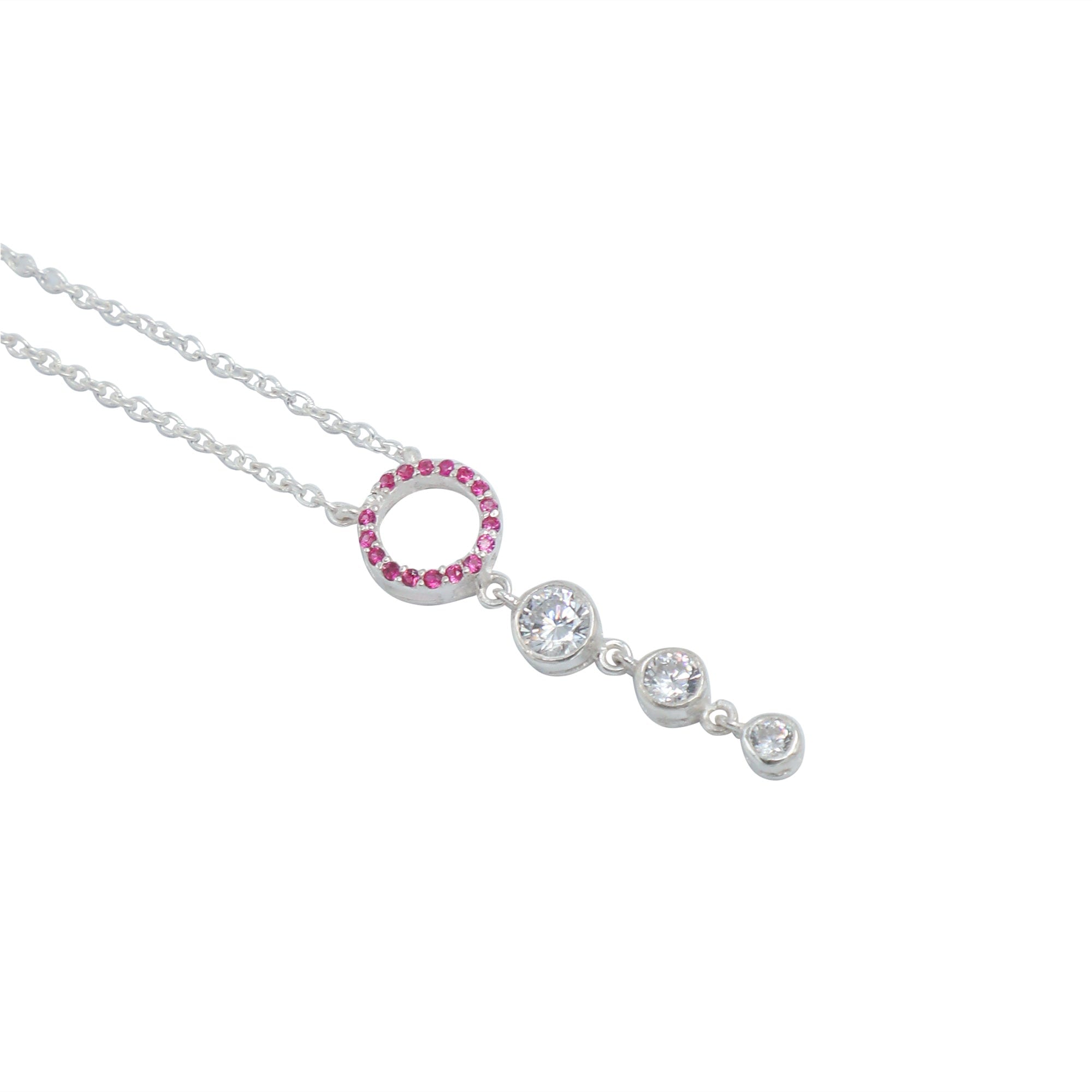 Silver 92.5 Pink Zircon Dangling Mangalsutra