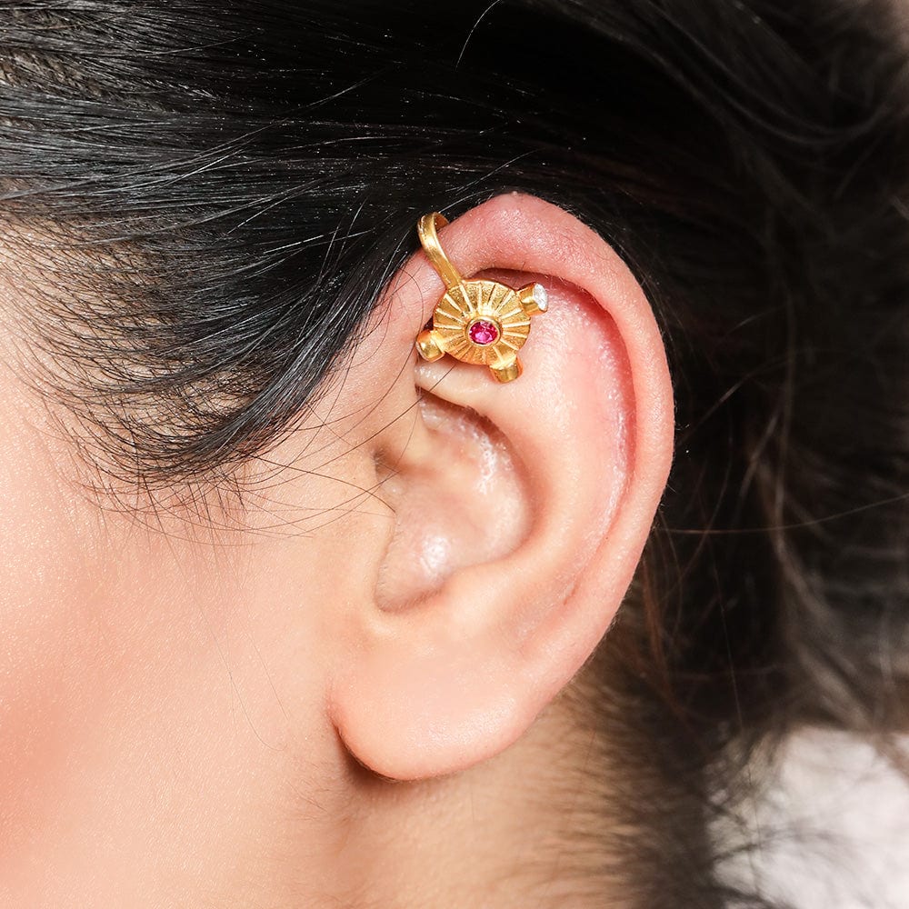 Vishnu Chakra Pure 925 Silver Ear clips