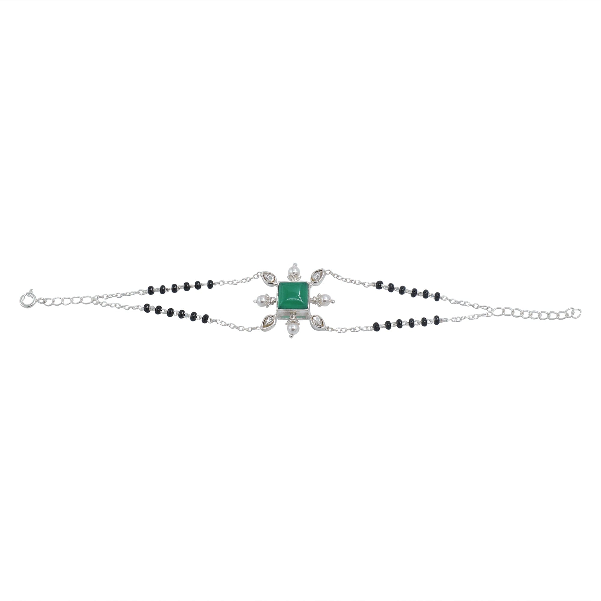 Yagna Silver 92.5 Green Onyx Mangalsutra Bracelet