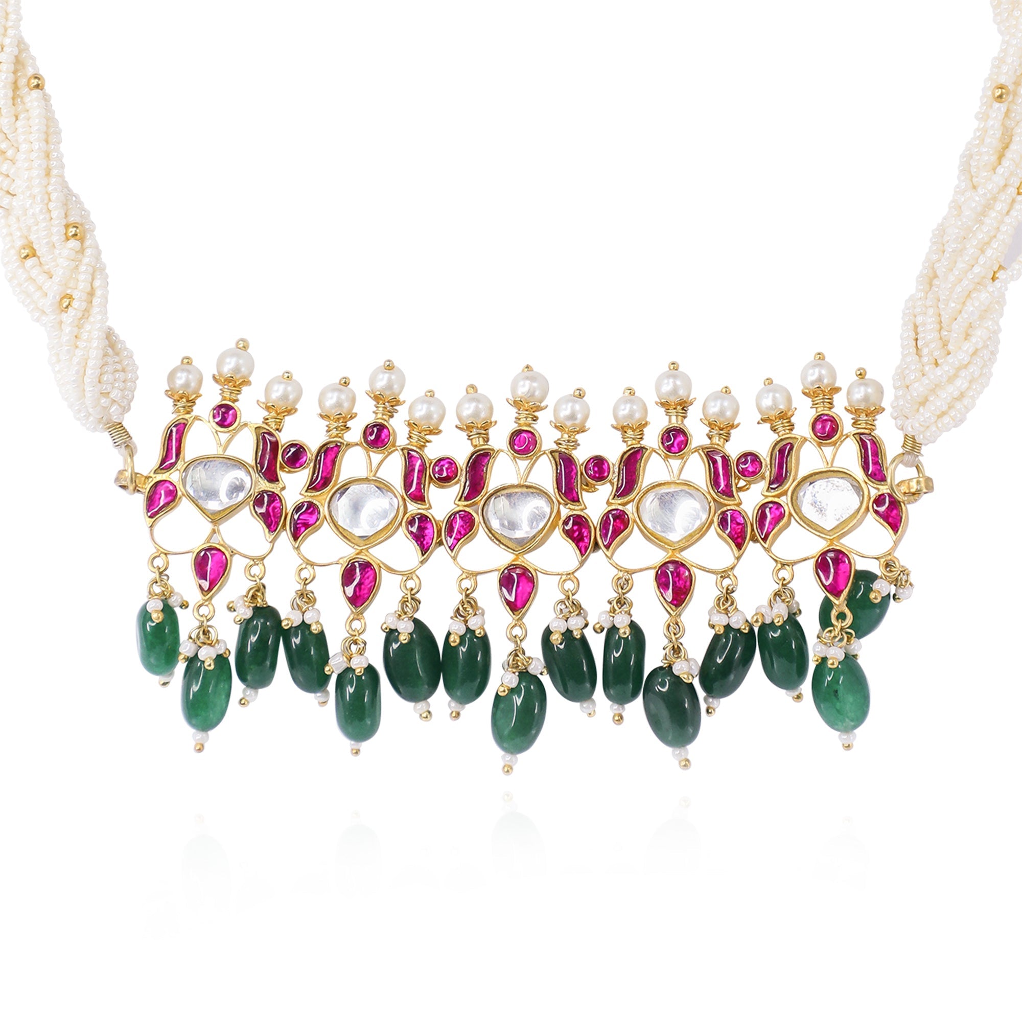 Silver 92.5 Elegant Kundan Choker With Pearl strings