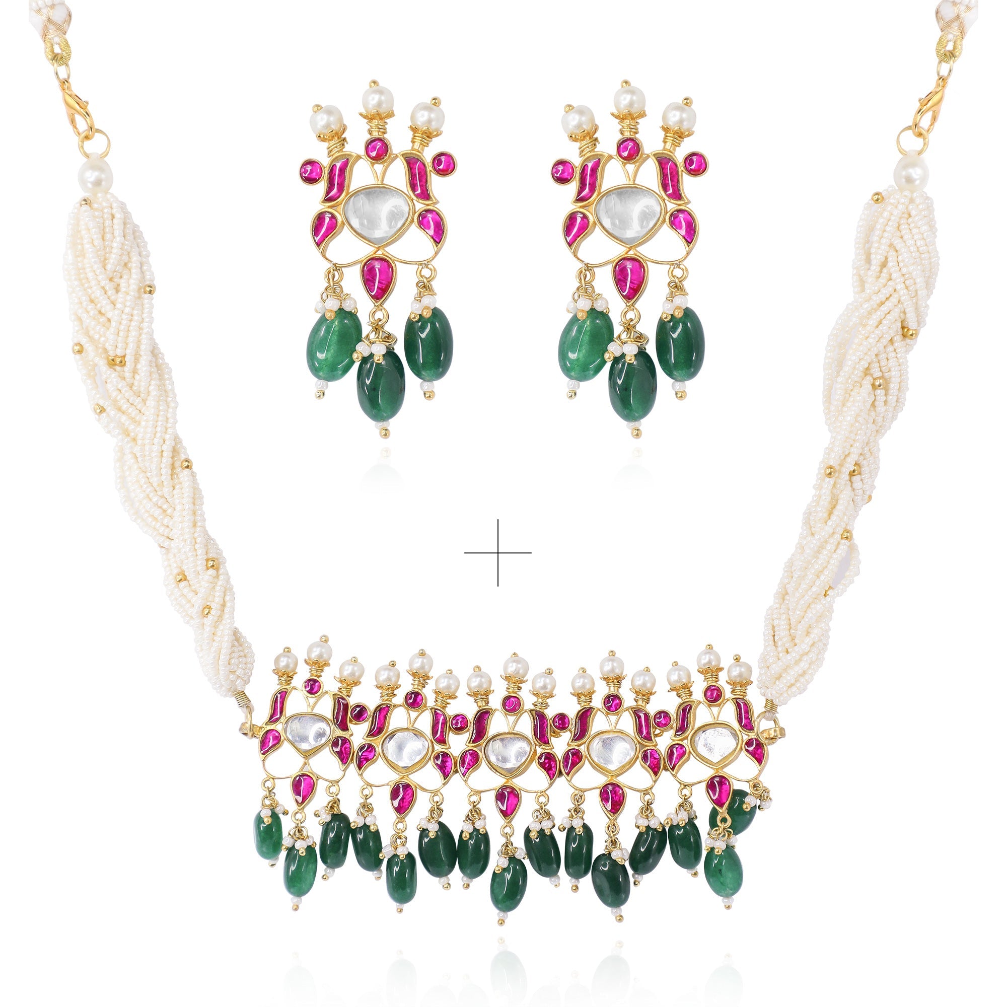 Silver 92.5 Elegant Kundan Choker With Pearl strings