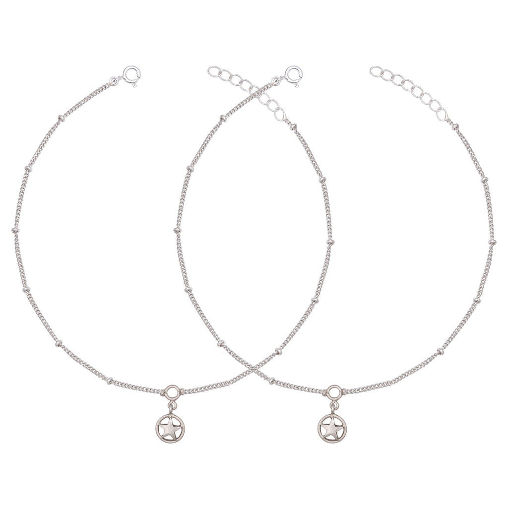 Silver Star Charm Hanging Anklet