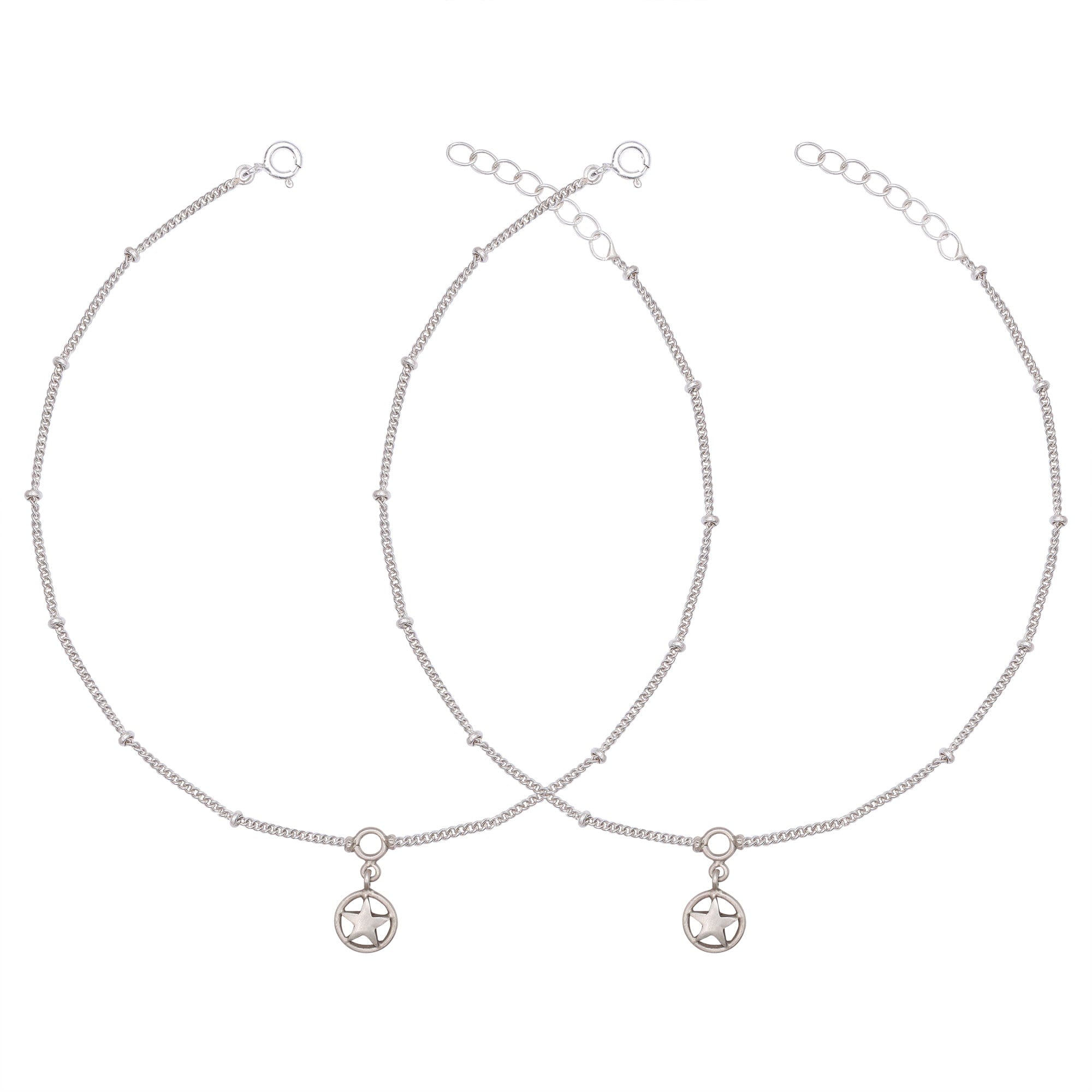 Silver Star Charm Hanging Anklet