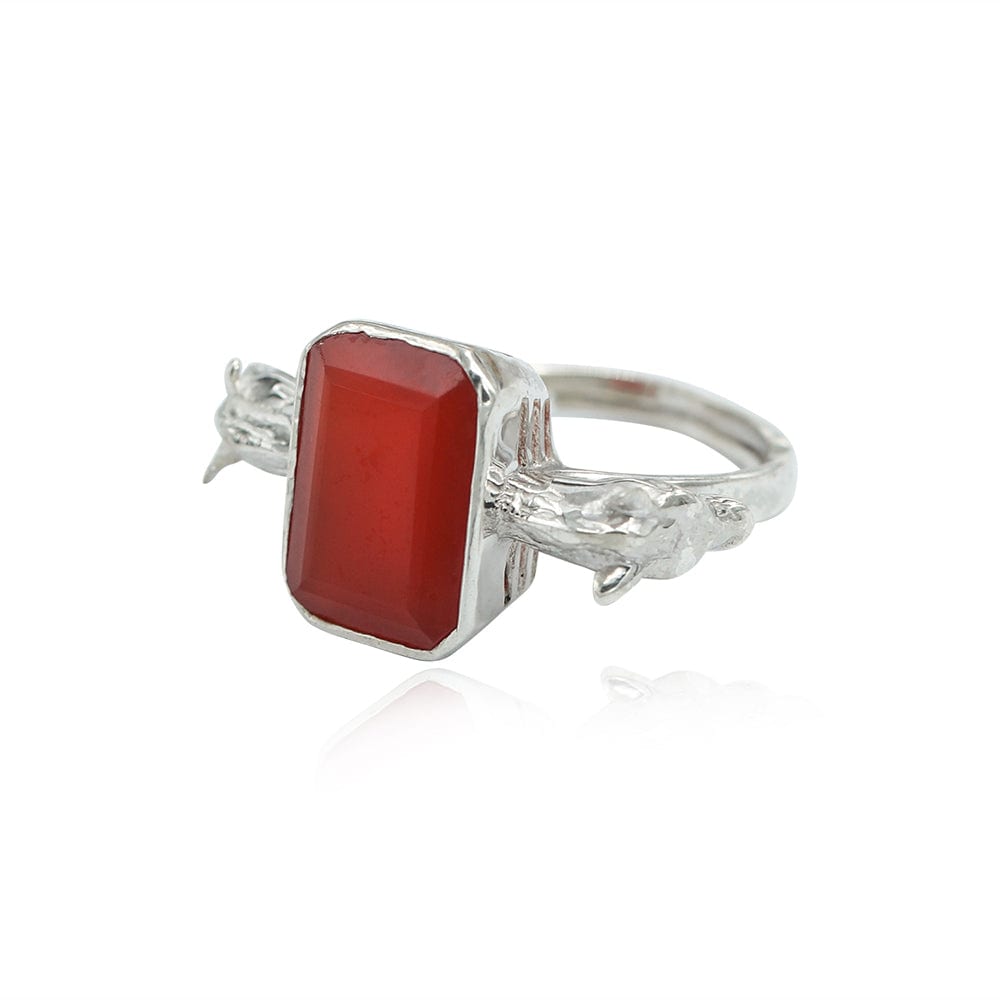 SITAYAN Silver Ashwamedh Red ring