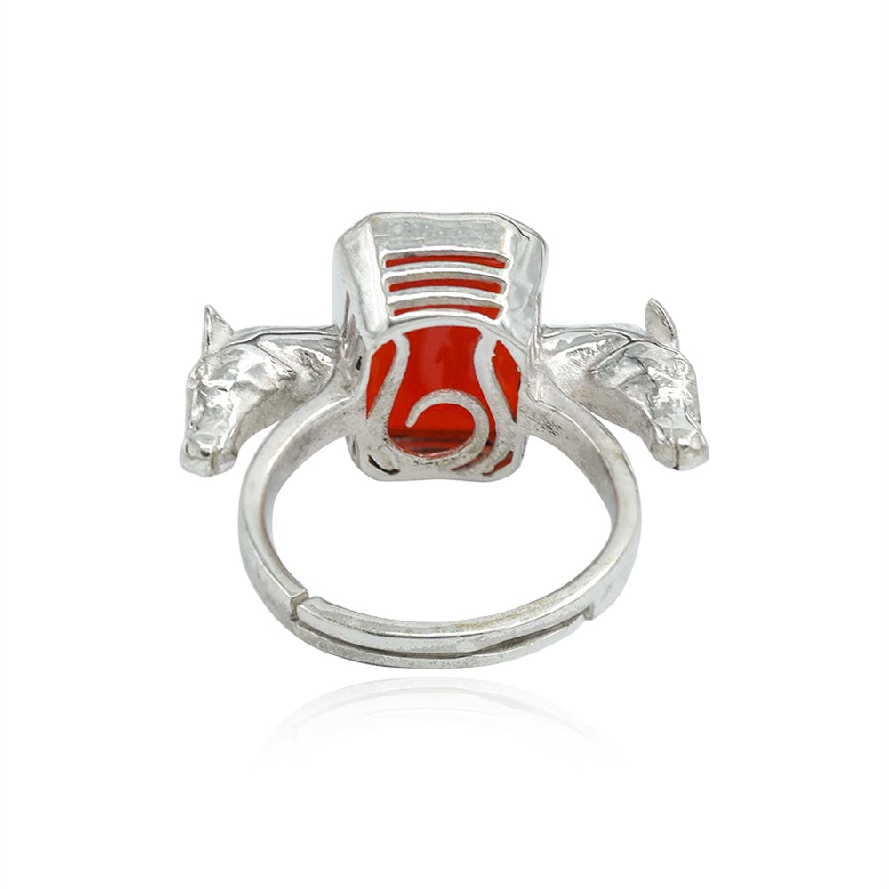 SITAYAN Silver Ashwamedh Red ring