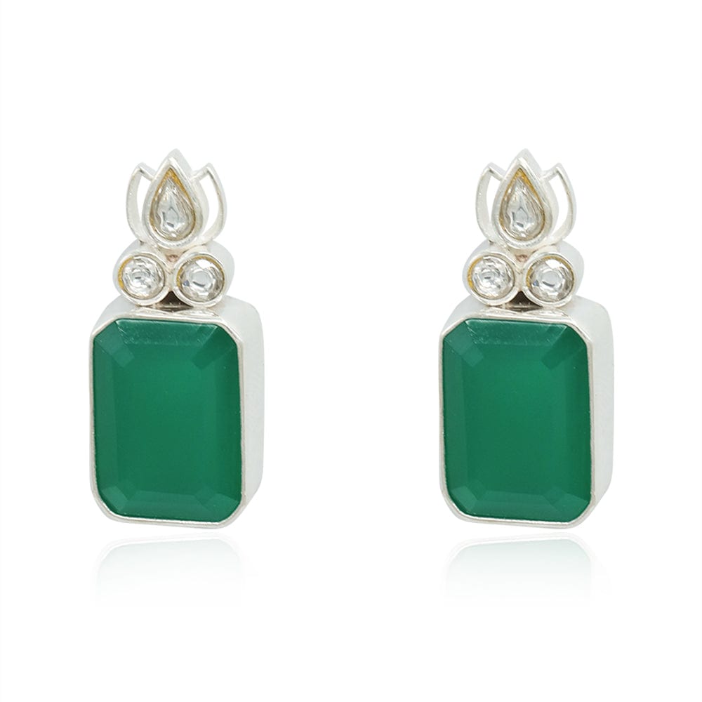 Sitayan Silver Green Studs