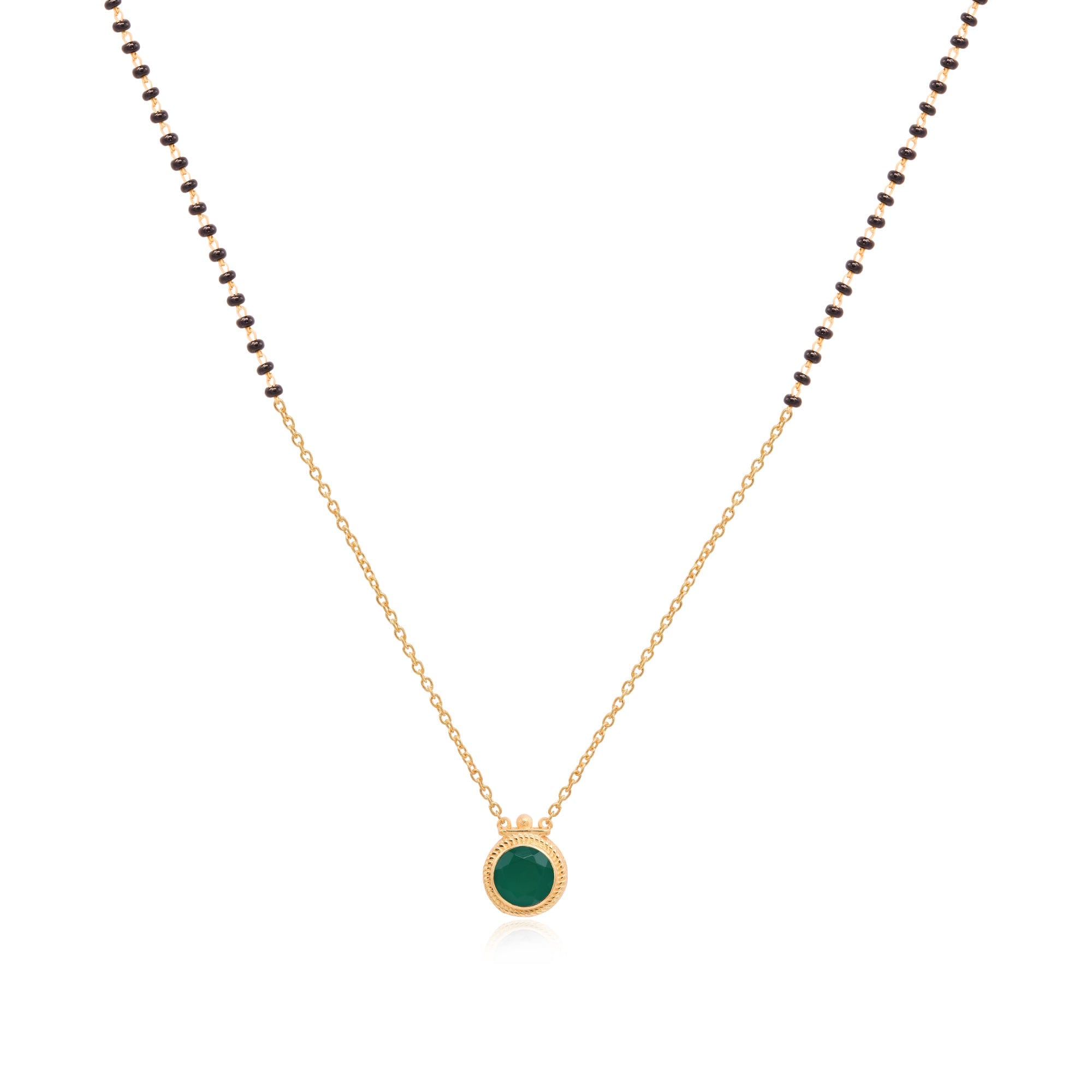 Silver 92.5 Green Mangalsutra Necklace
