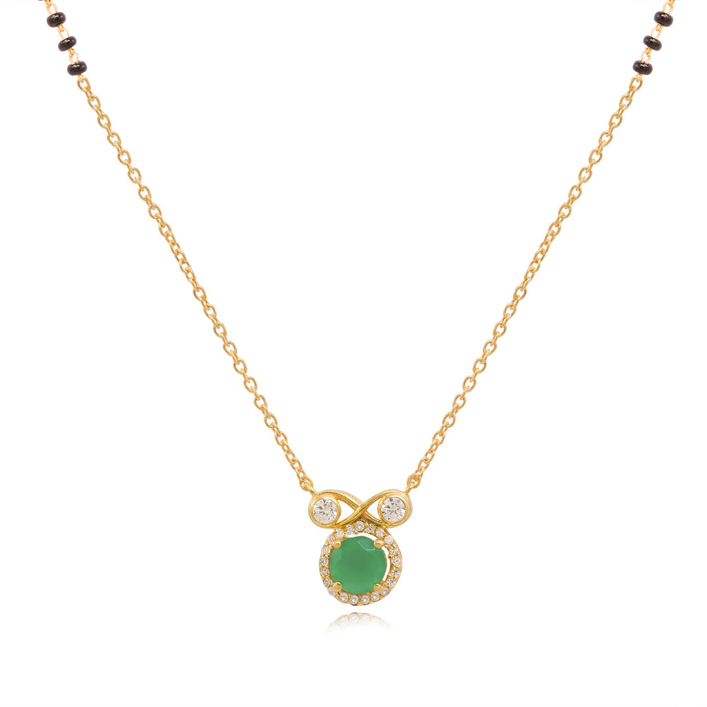 Infinity Silver 92.5 Green Mangalsutra Necklace