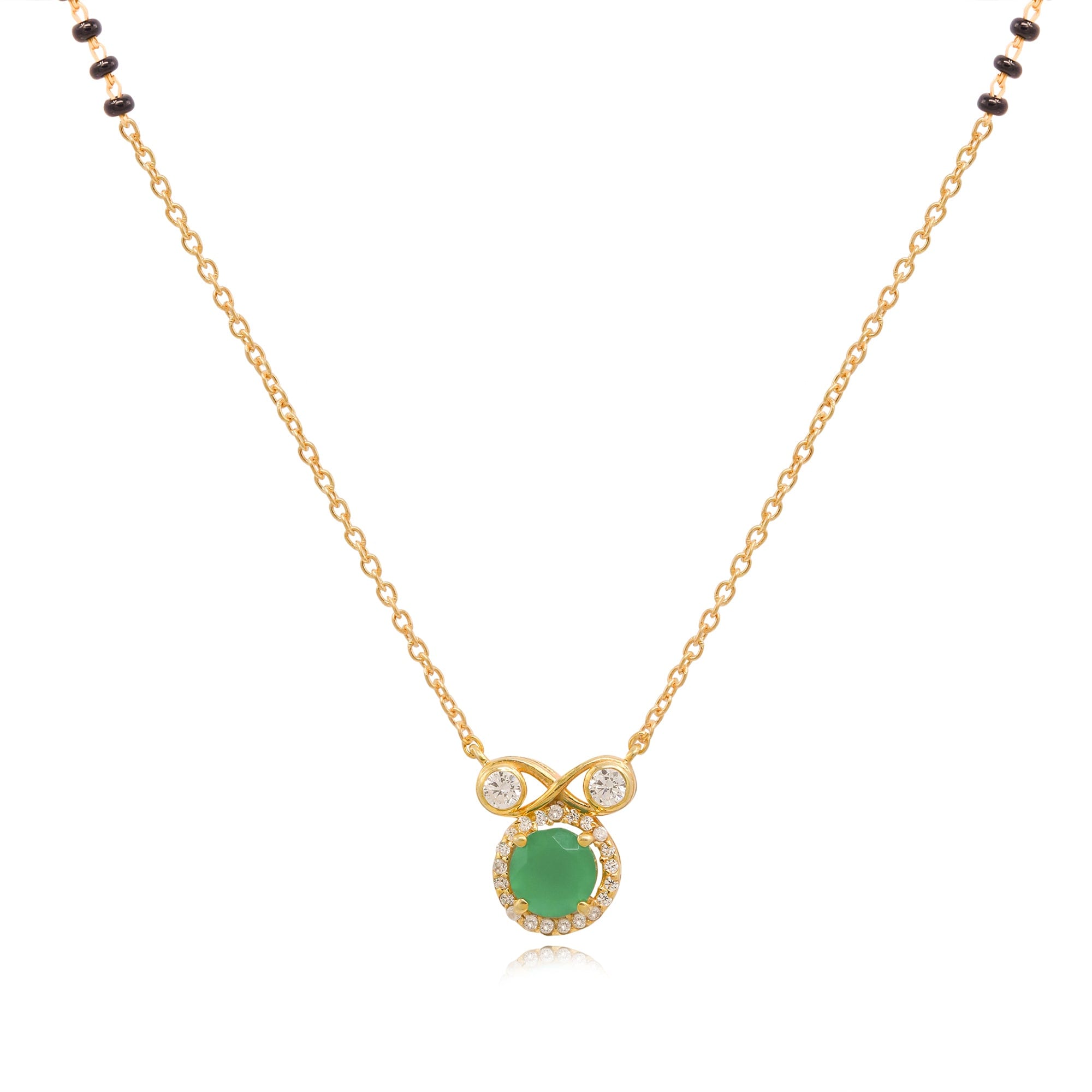Infinity Silver 92.5 Green Mangalsutra Necklace