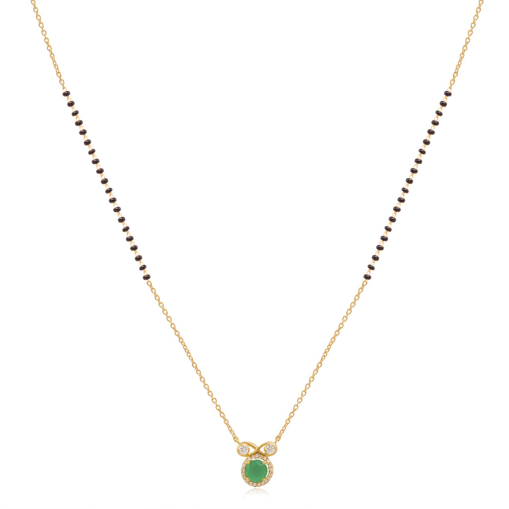 Infinity Silver 92.5 Green Mangalsutra Necklace