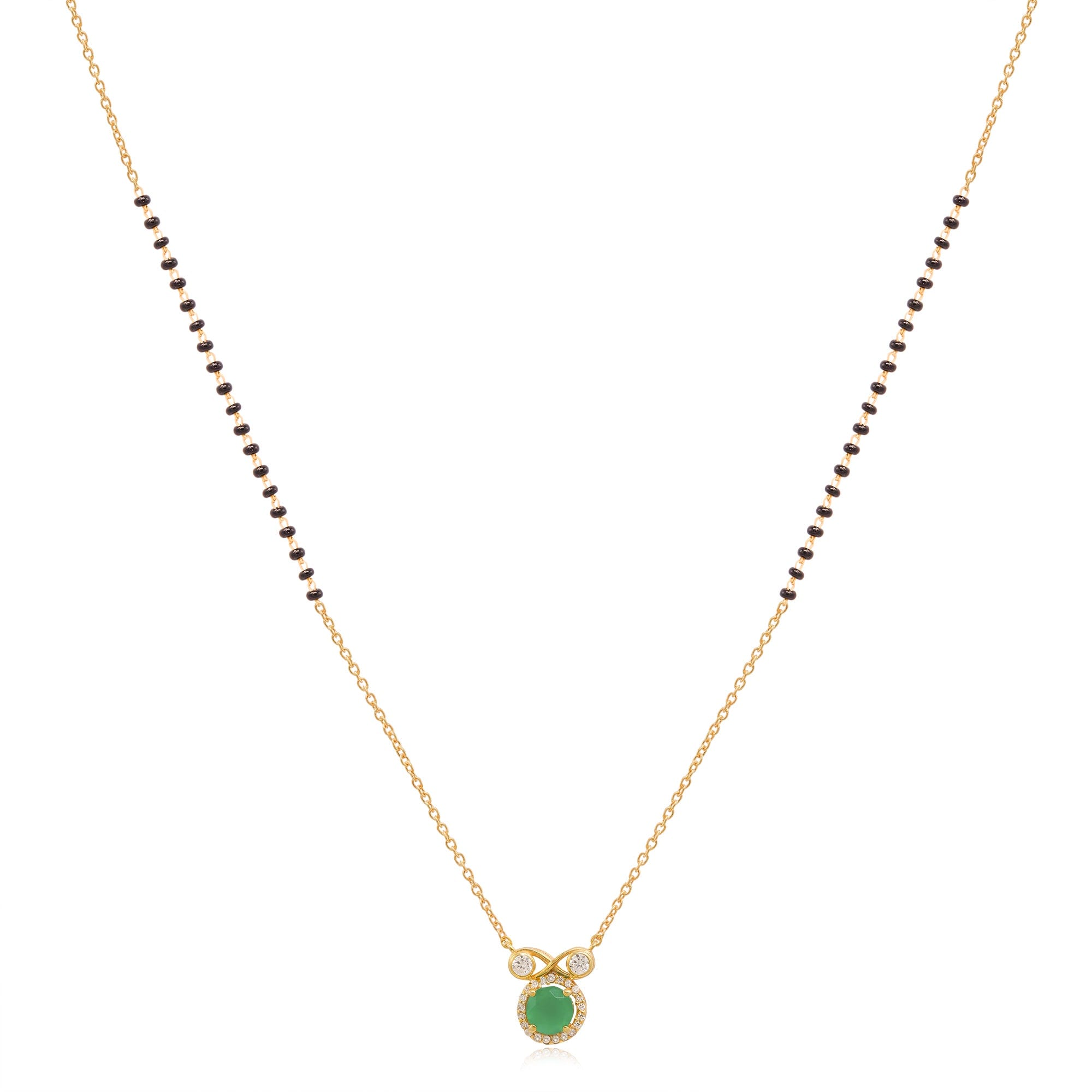 Infinity Silver 92.5 Green Mangalsutra Necklace