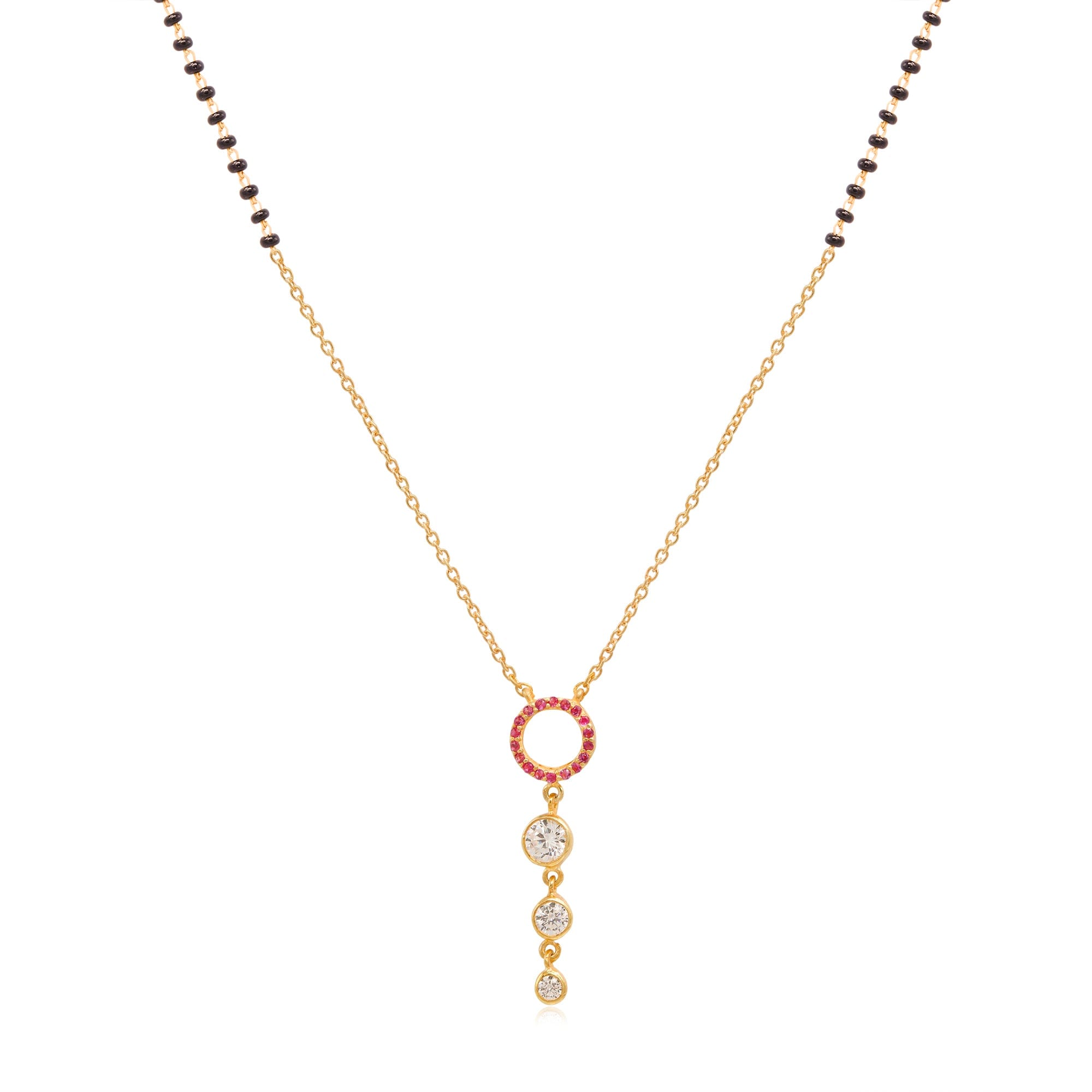 Silver 92.5 Pink Zircon Dangling Mangalsutra