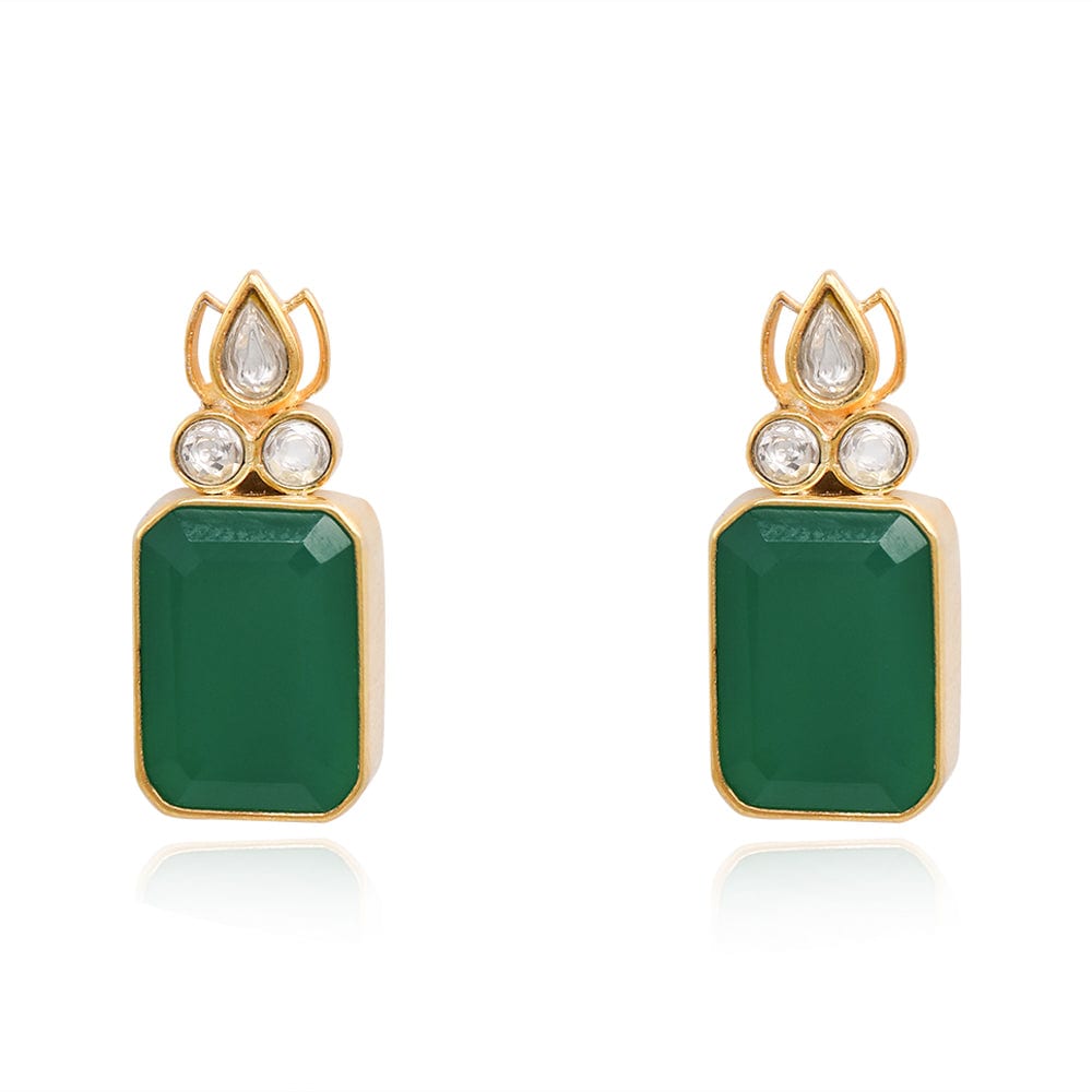 Sitayan Silver Green Studs