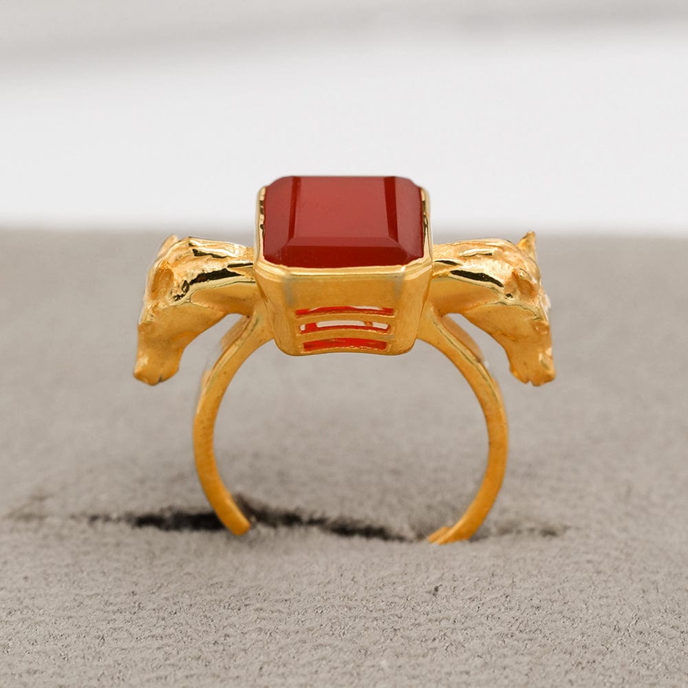 SITAYAN Silver Ashwamedh Red ring