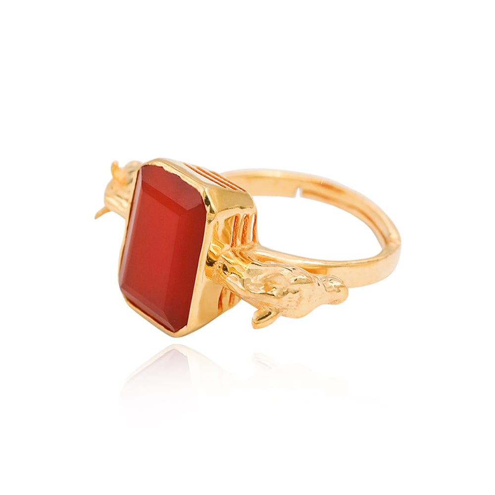SITAYAN Silver Ashwamedh Red ring
