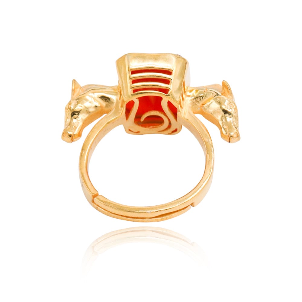SITAYAN Silver Ashwamedh Red ring