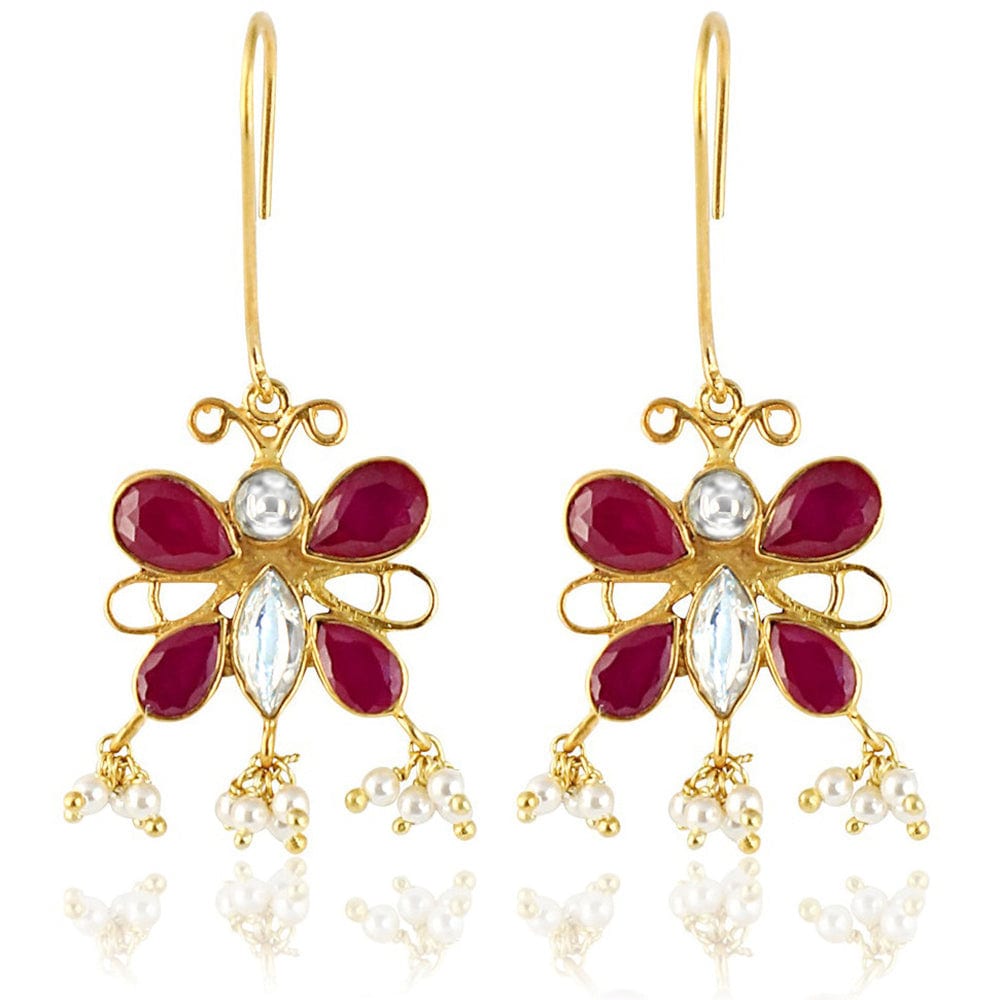 SILVER BUTTERFLY DANGLING EARRINGS