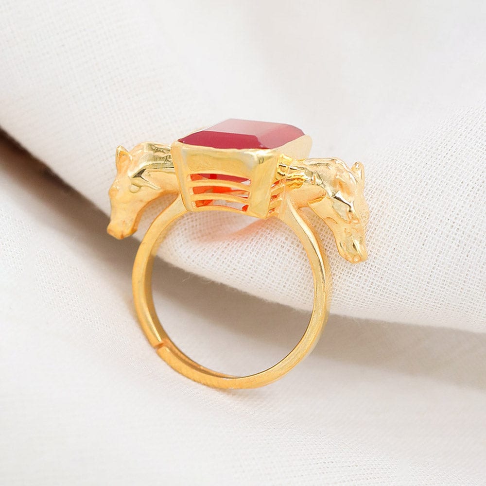 SITAYAN Silver Ashwamedh Red ring