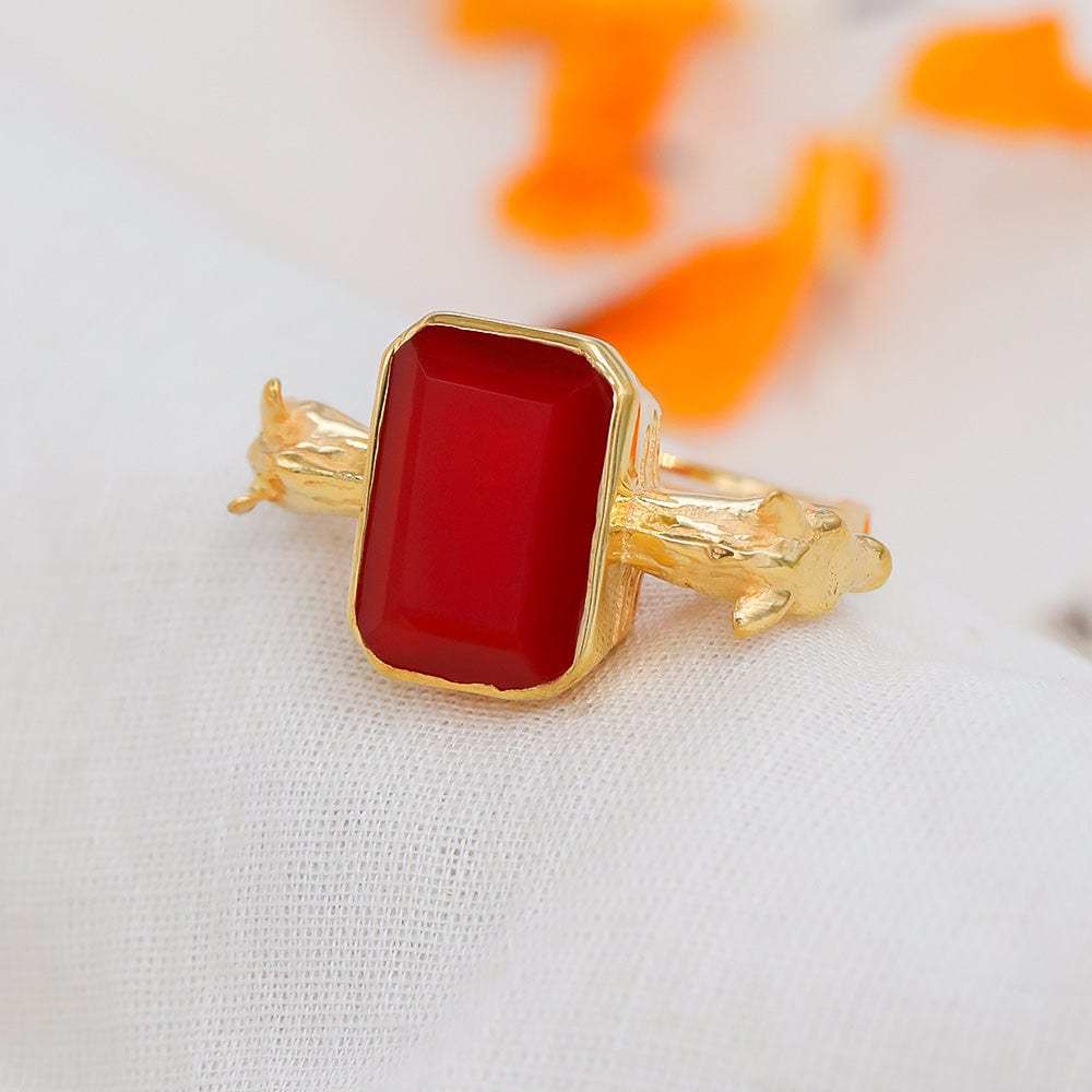 SITAYAN Silver Ashwamedh Red ring