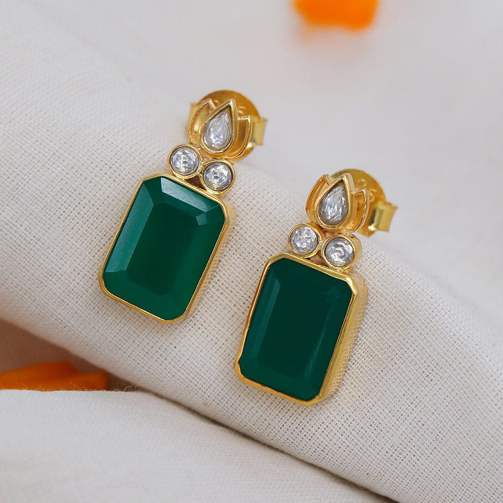 Sitayan Silver Green Studs